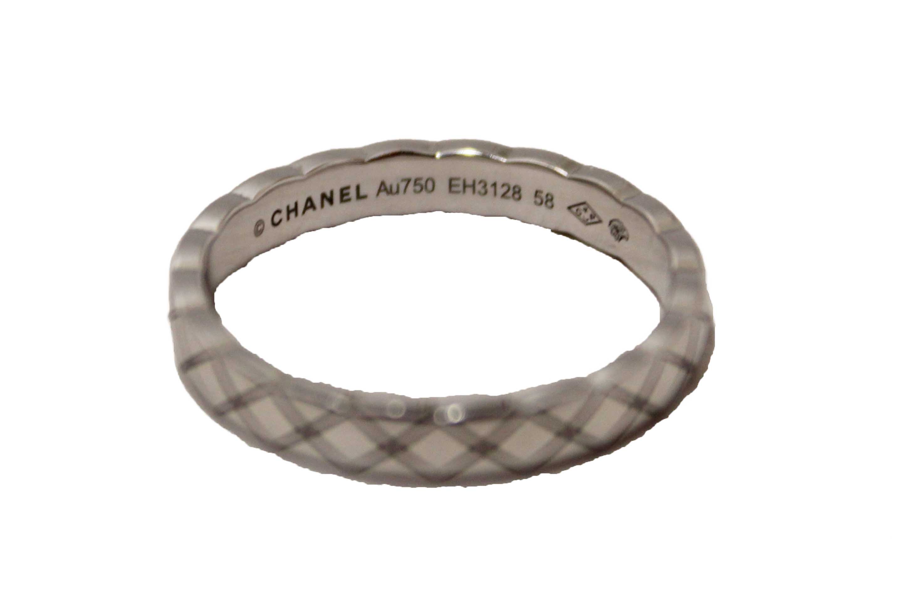 Authentic Chanel 18K White Gold Mini Coco Crush Ring 58 8.5