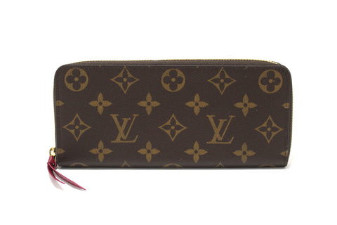 Authentic NEW Louis Vuitton Classic Monogram Fuchsia Clemence Wallet