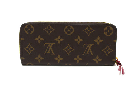 Authentic NEW Louis Vuitton Classic Monogram Fuchsia Clemence Wallet