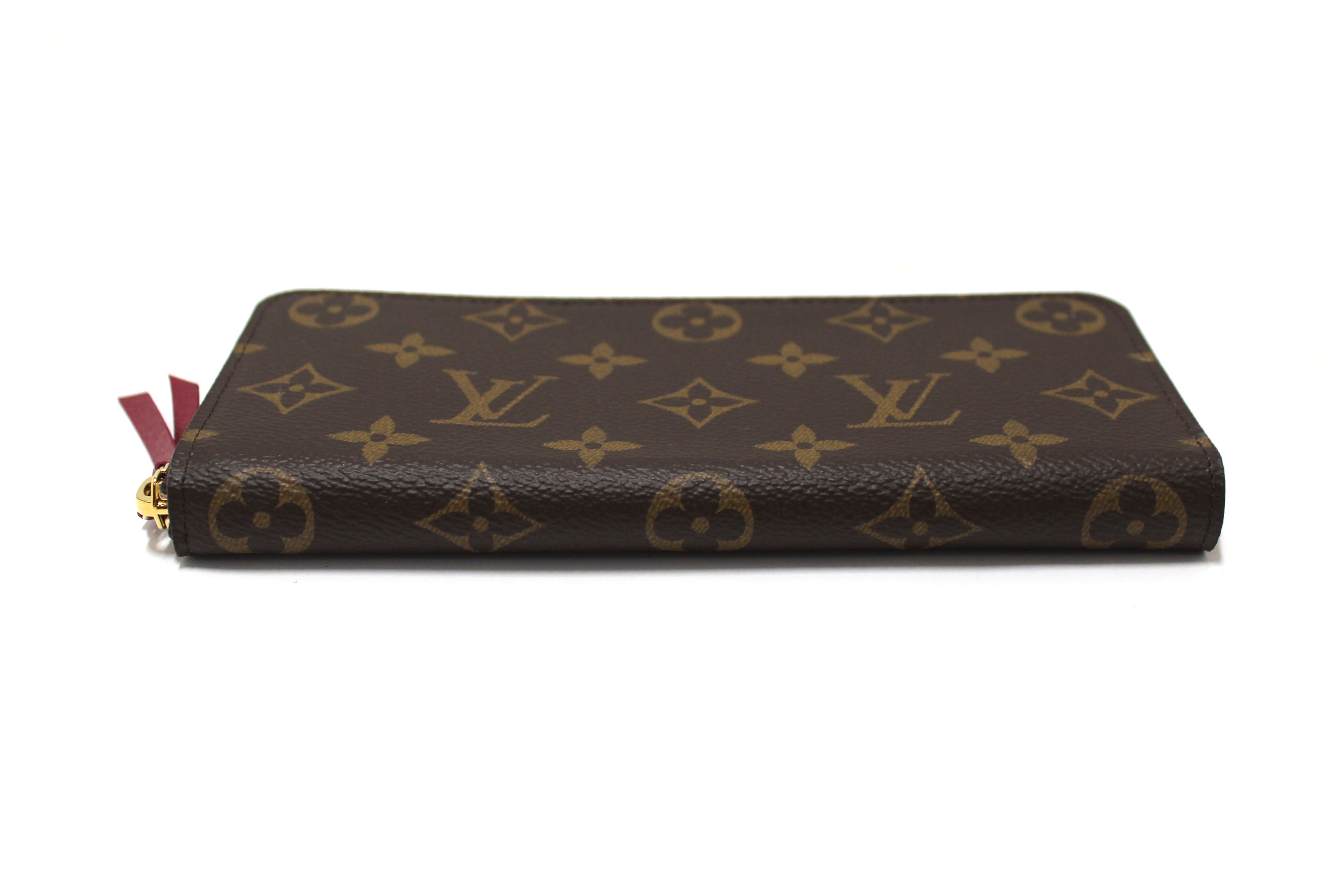 Authentic NEW Louis Vuitton Classic Monogram Fuchsia Clemence Wallet