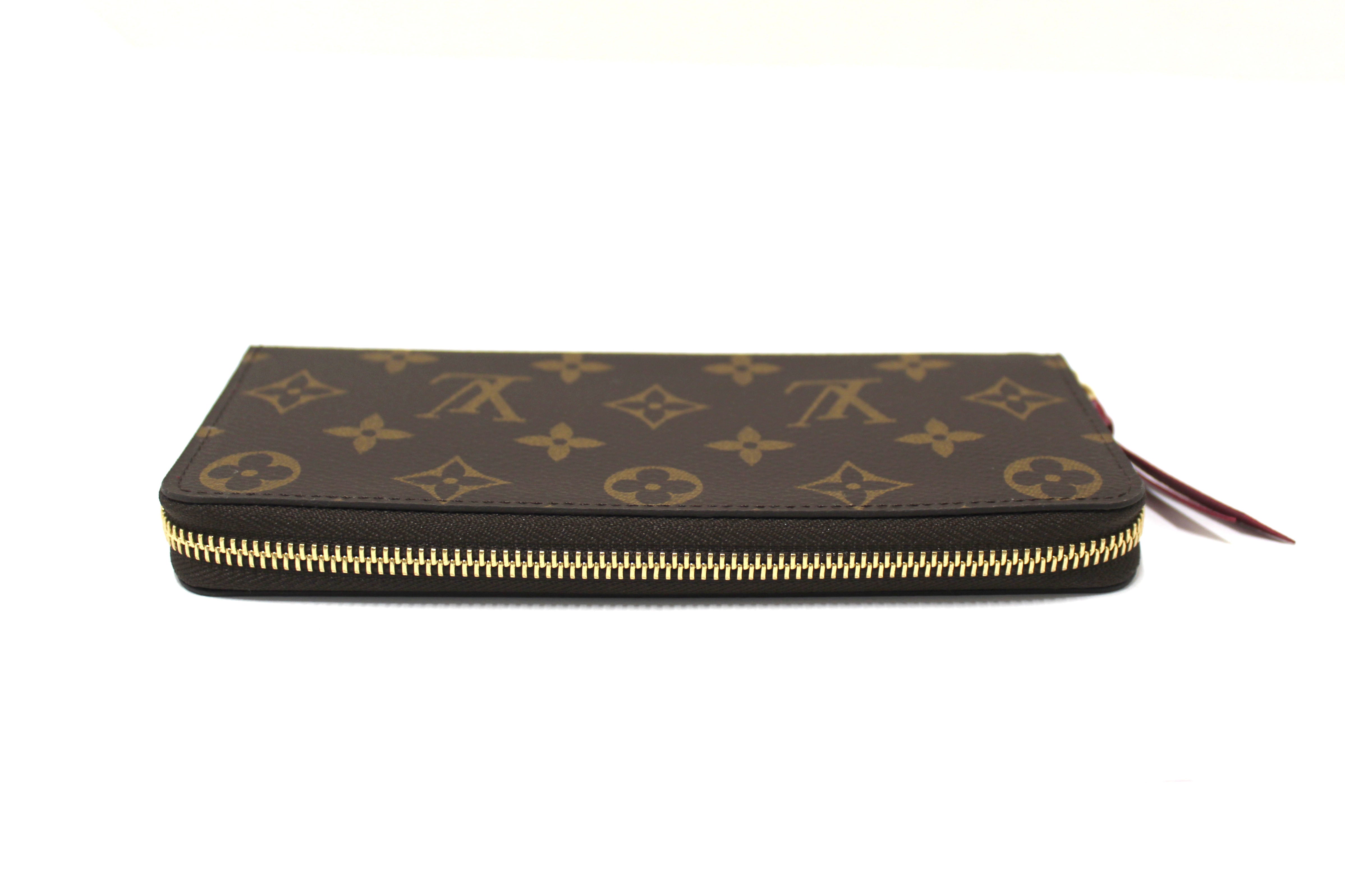 Authentic NEW Louis Vuitton Classic Monogram Fuchsia Clemence Wallet