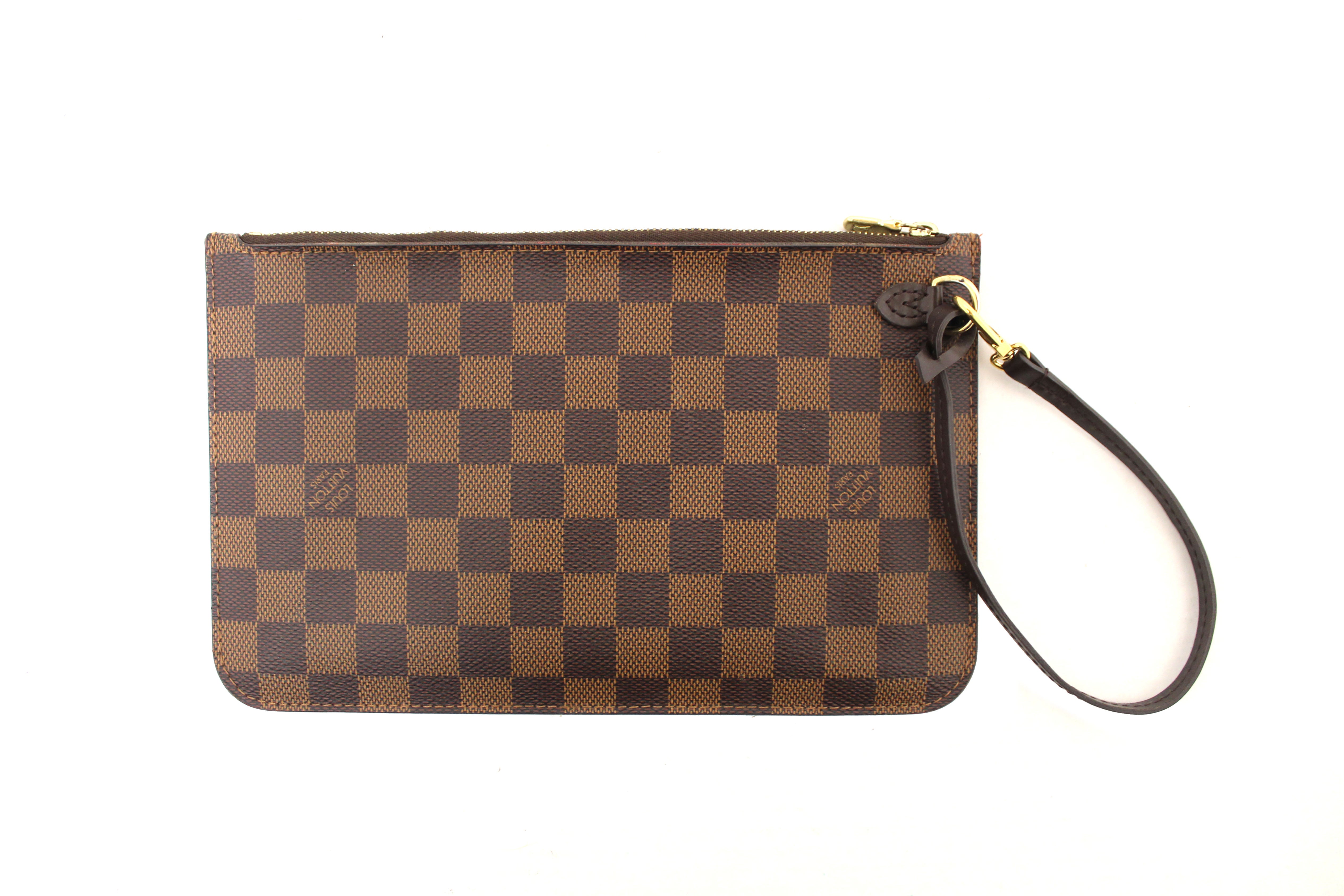 Authentic Louis Vuitton Damier Ebene Canvas Neverfull Pouch Pochette