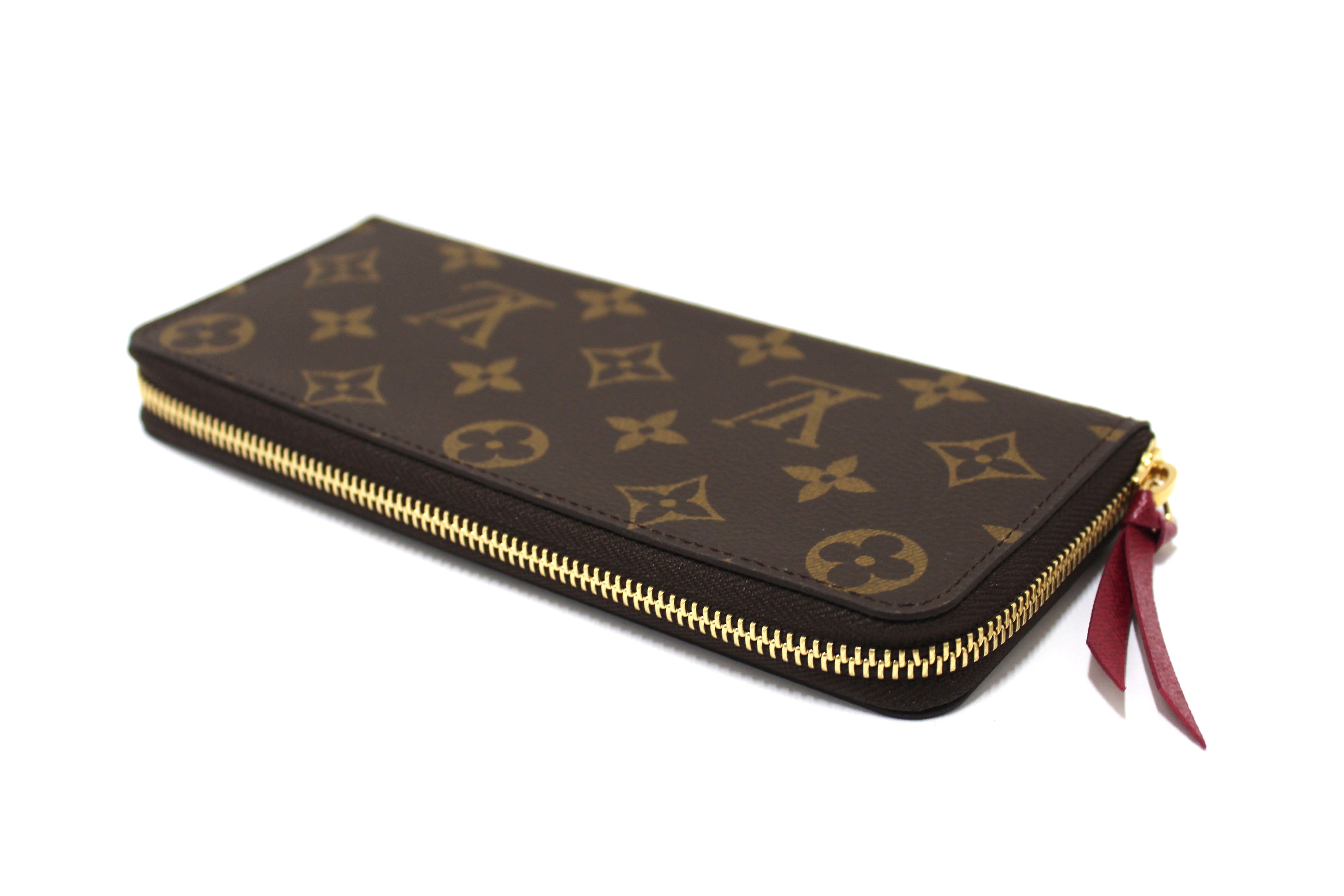 Authentic NEW Louis Vuitton Classic Monogram Fuchsia Clemence Wallet