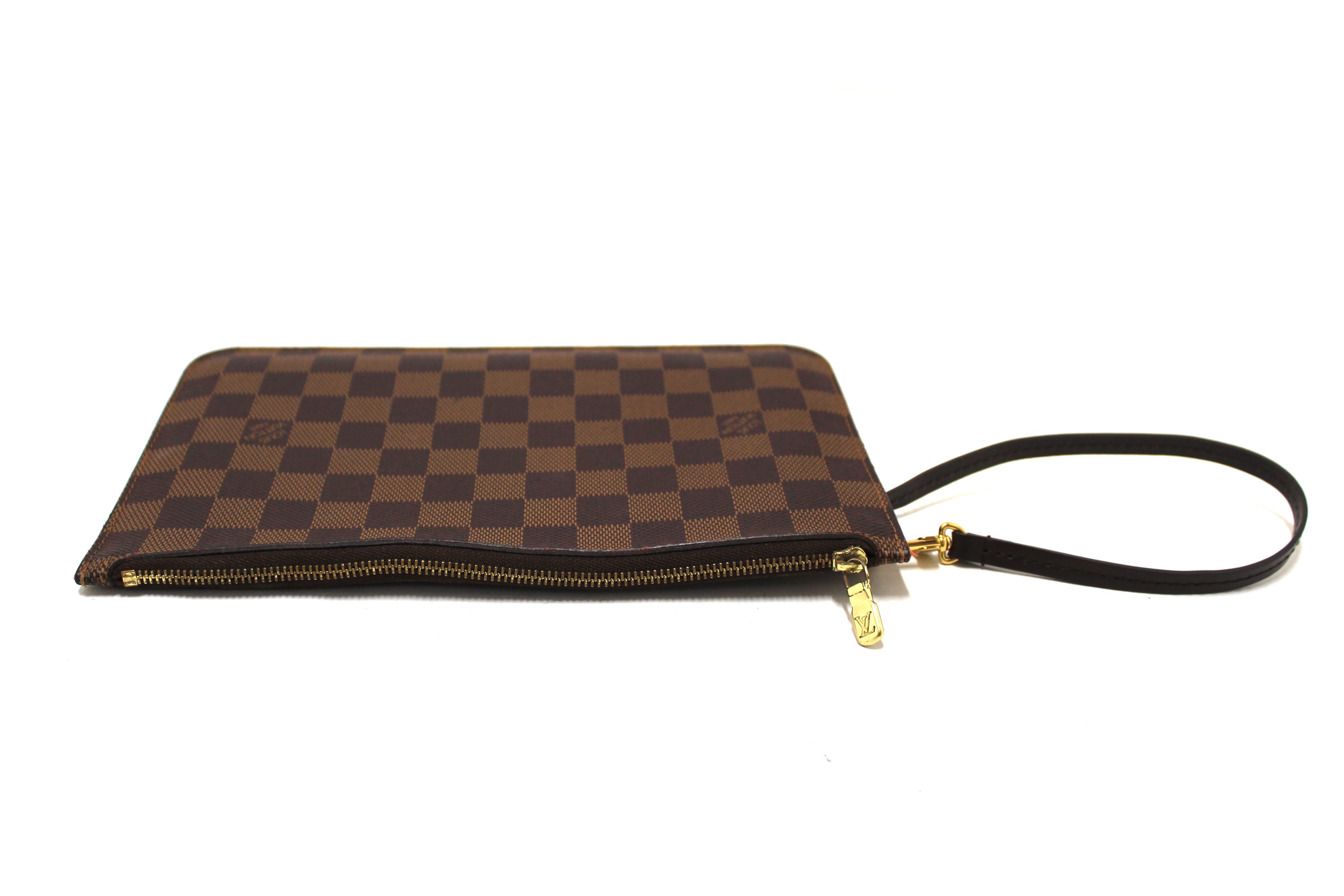 Authentic Louis Vuitton Damier Ebene Canvas Neverfull Pouch Pochette