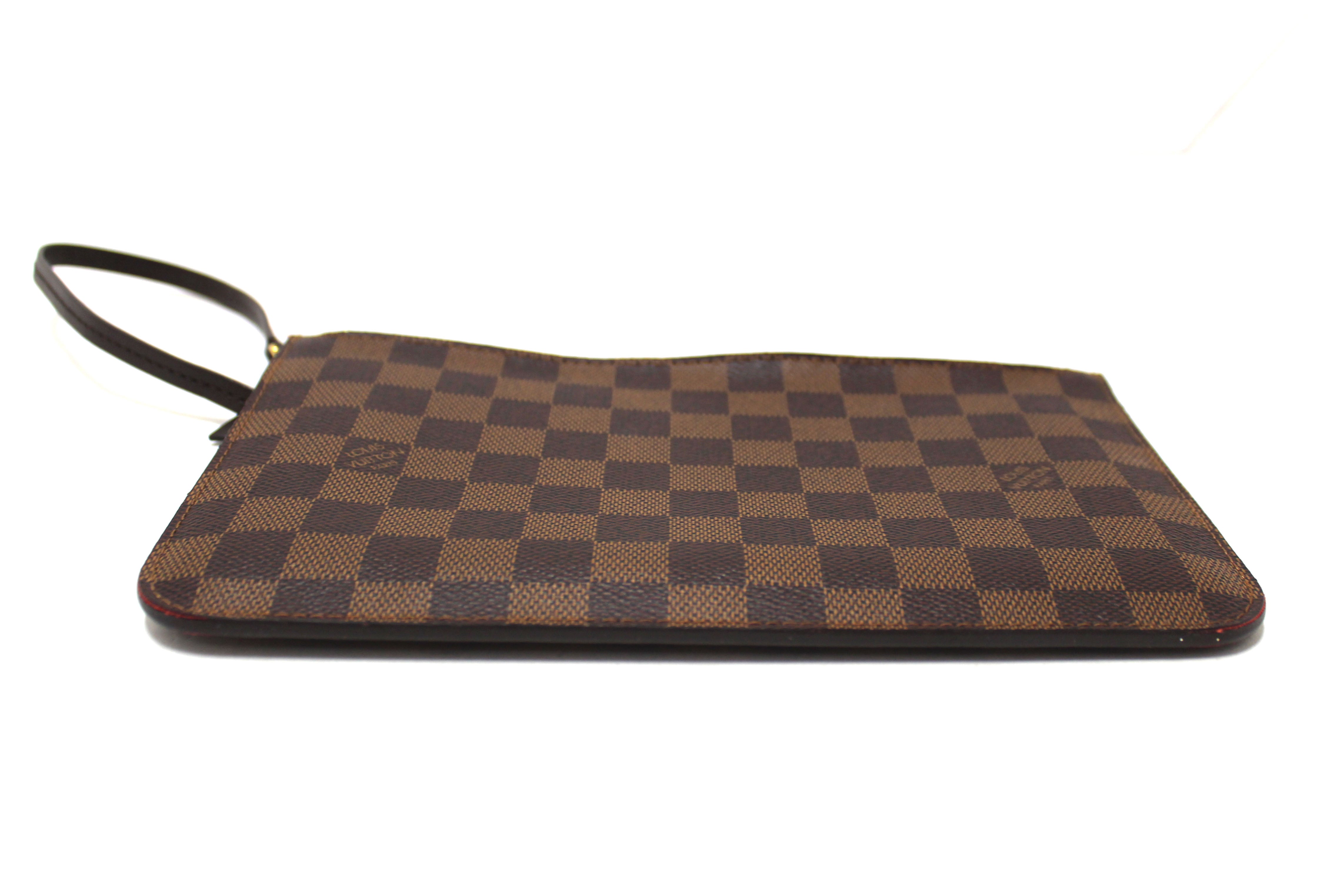 Authentic Louis Vuitton Damier Ebene Canvas Neverfull Pouch Pochette