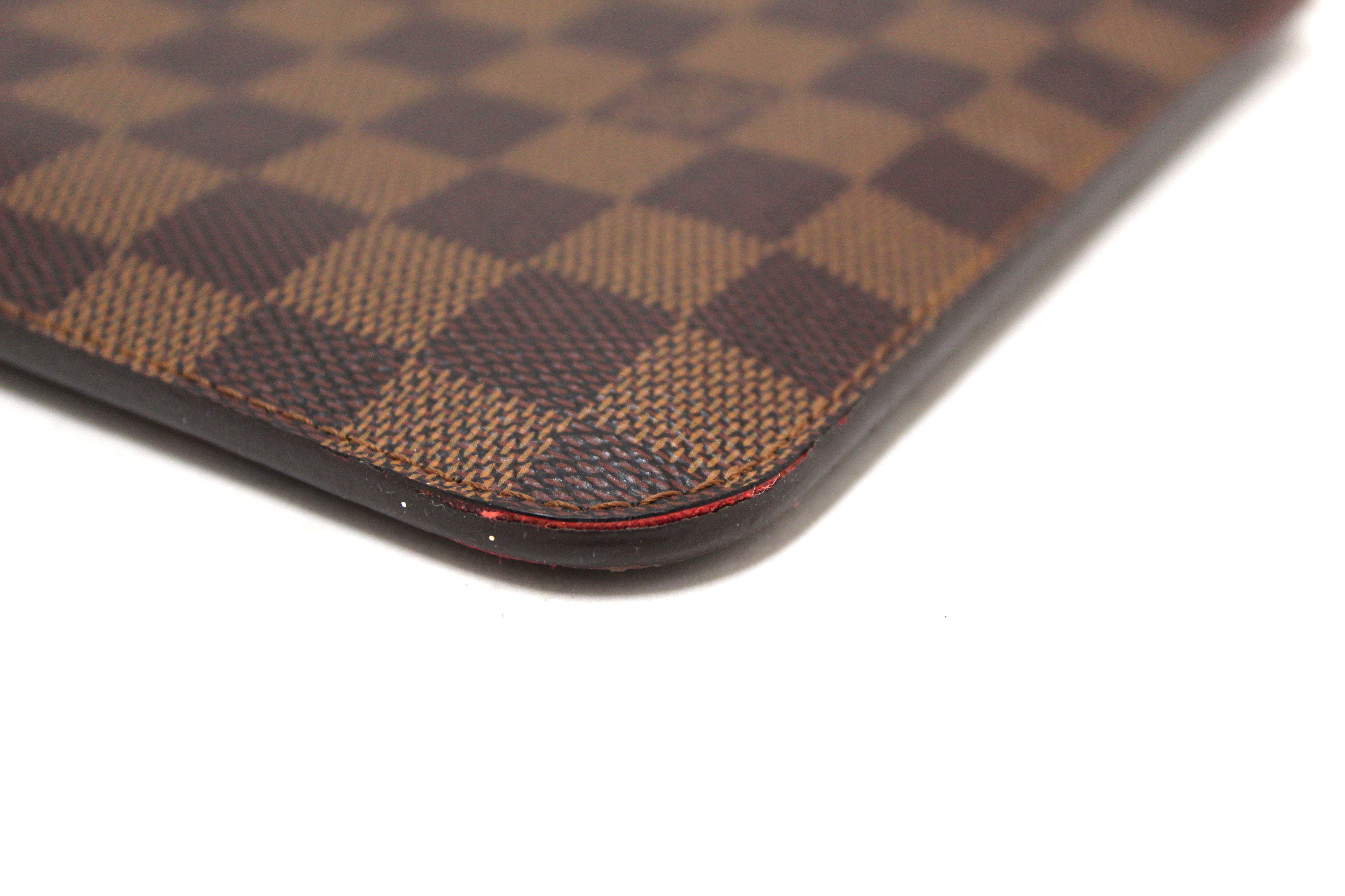 Authentic Louis Vuitton Damier Ebene Canvas Neverfull Pouch Pochette