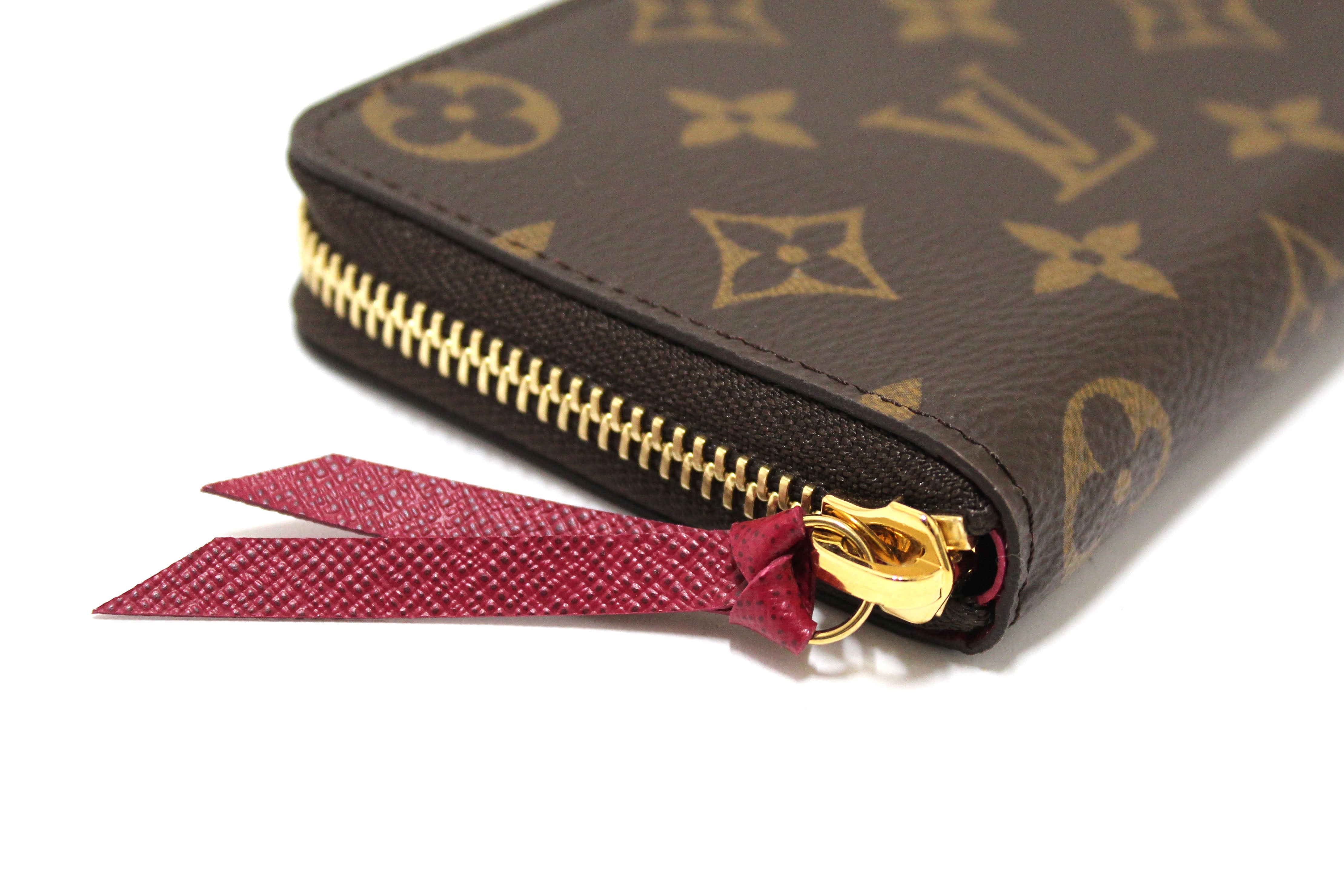 Authentic NEW Louis Vuitton Classic Monogram Fuchsia Clemence Wallet