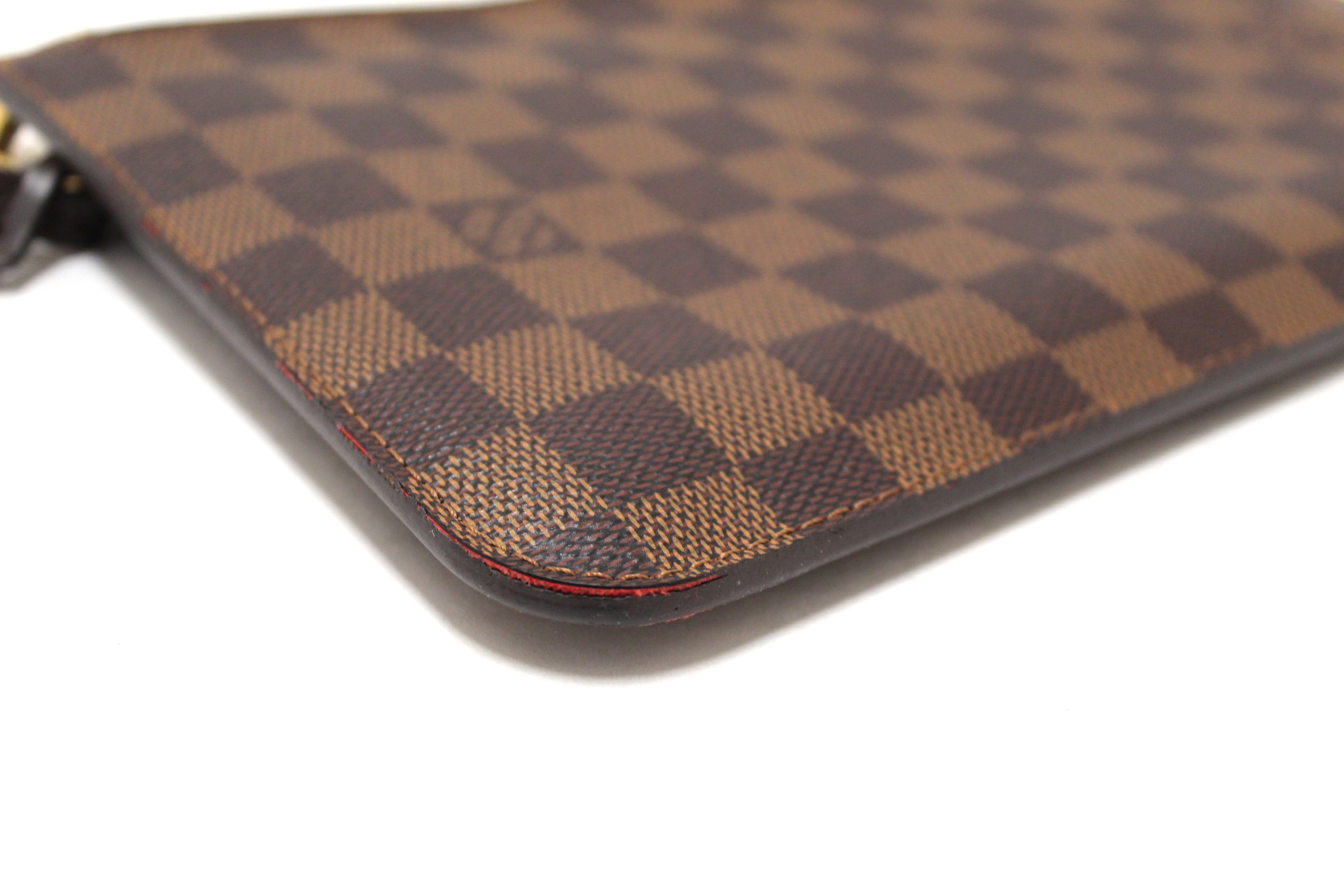 Authentic Louis Vuitton Damier Ebene Canvas Neverfull Pouch Pochette