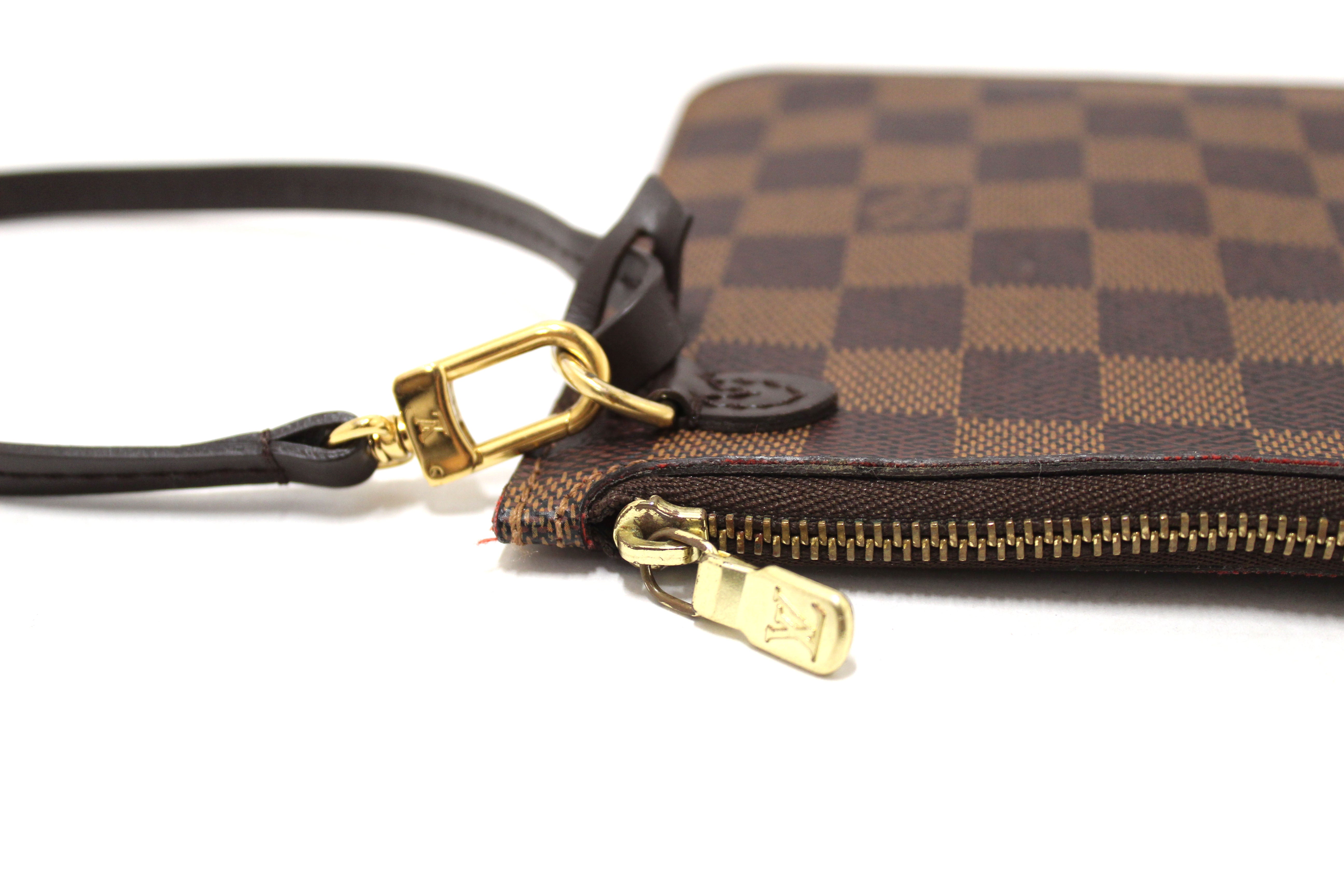 Authentic Louis Vuitton Damier Ebene Canvas Neverfull Pouch Pochette