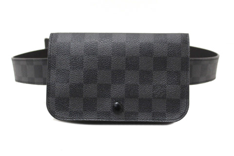 Authentic Louis Vuitton Damier Graphite Ceinture Pochette Homme Belt Bag Size 85/34