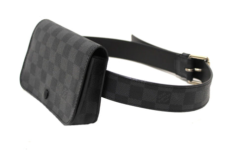 Authentic Louis Vuitton Damier Graphite Ceinture Pochette Homme Belt Bag Size 85/34