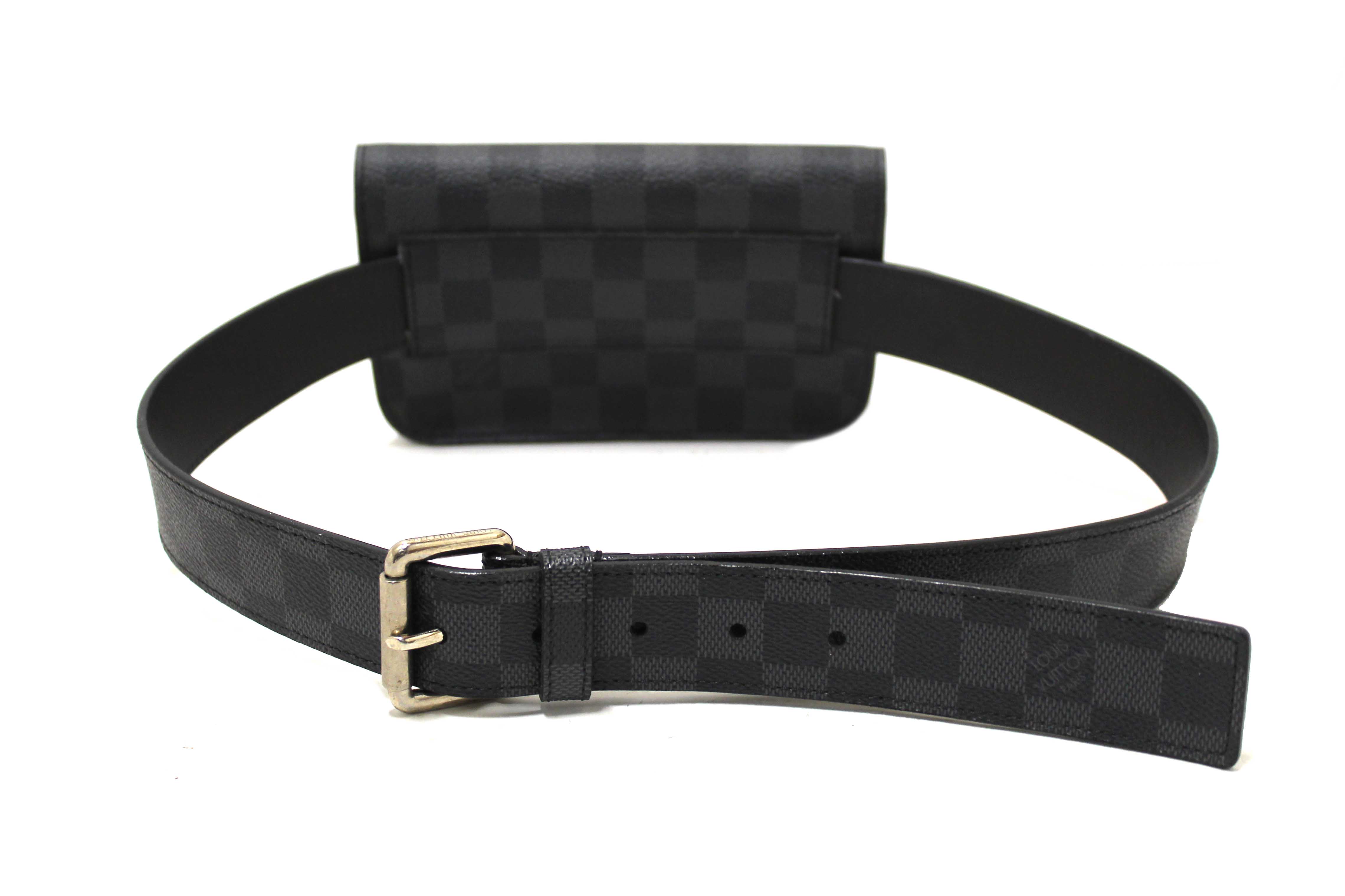 Authentic Louis Vuitton Damier Graphite Ceinture Pochette Homme Belt Bag Size 85/34