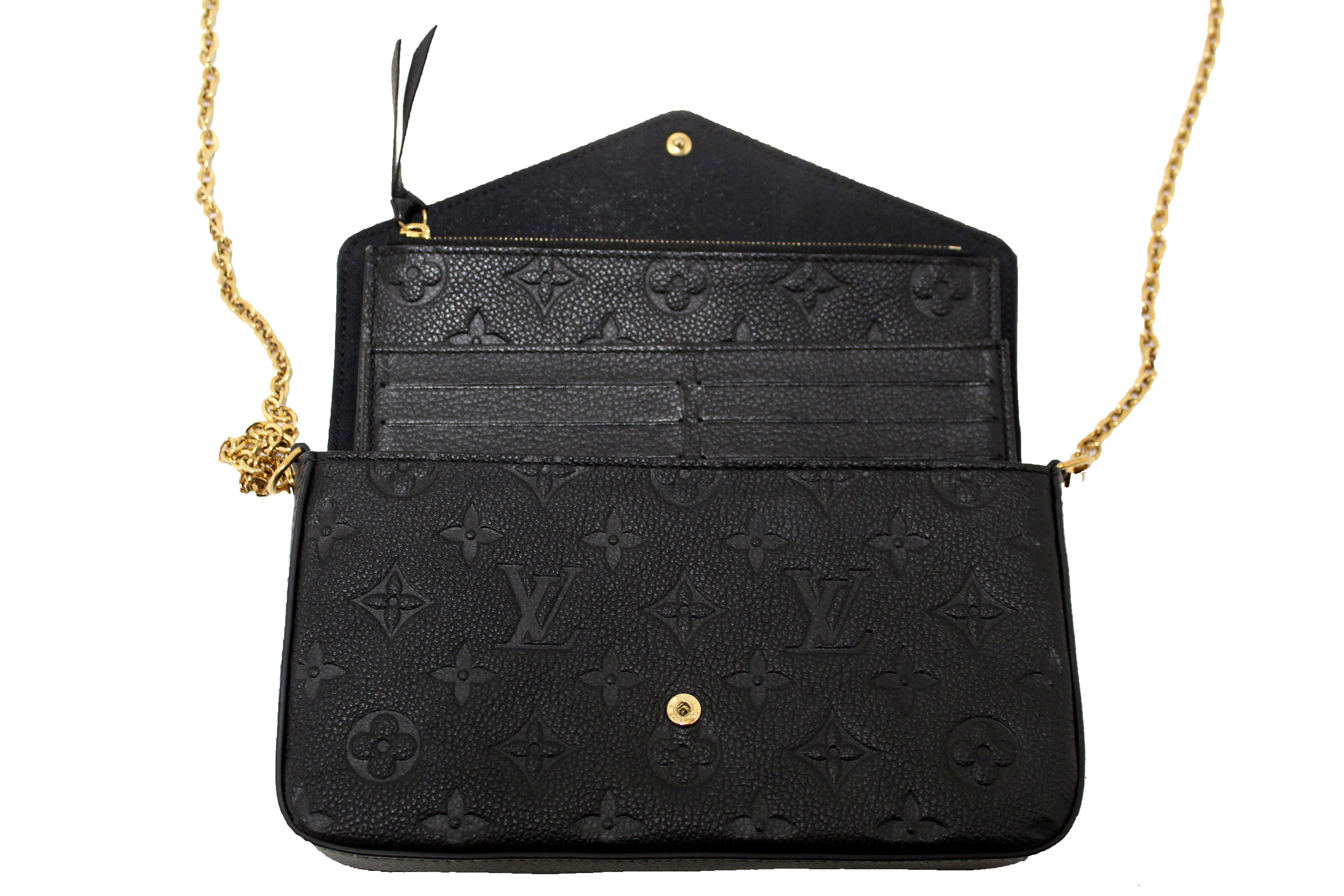 Authentic Louis Vuitton Black Monogram Empreinte Felicie Pochette Bag