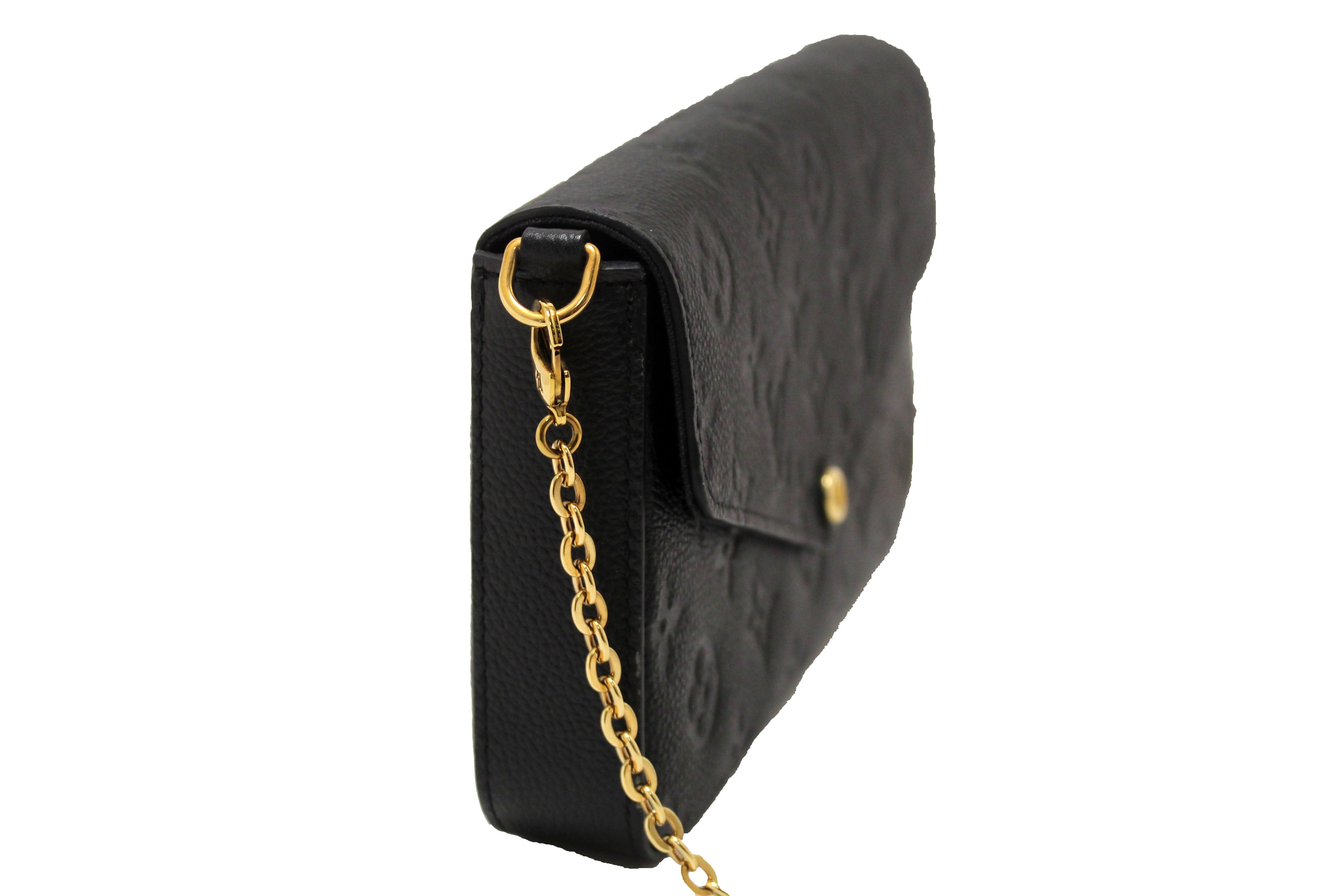 Authentic Louis Vuitton Black Monogram Empreinte Felicie Pochette Bag