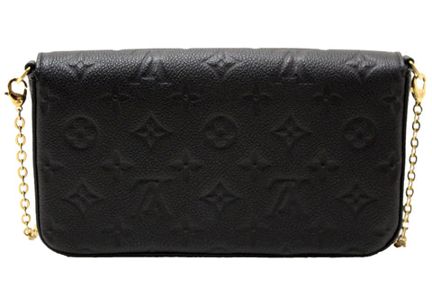 Authentic Louis Vuitton Black Monogram Empreinte Felicie Pochette Bag