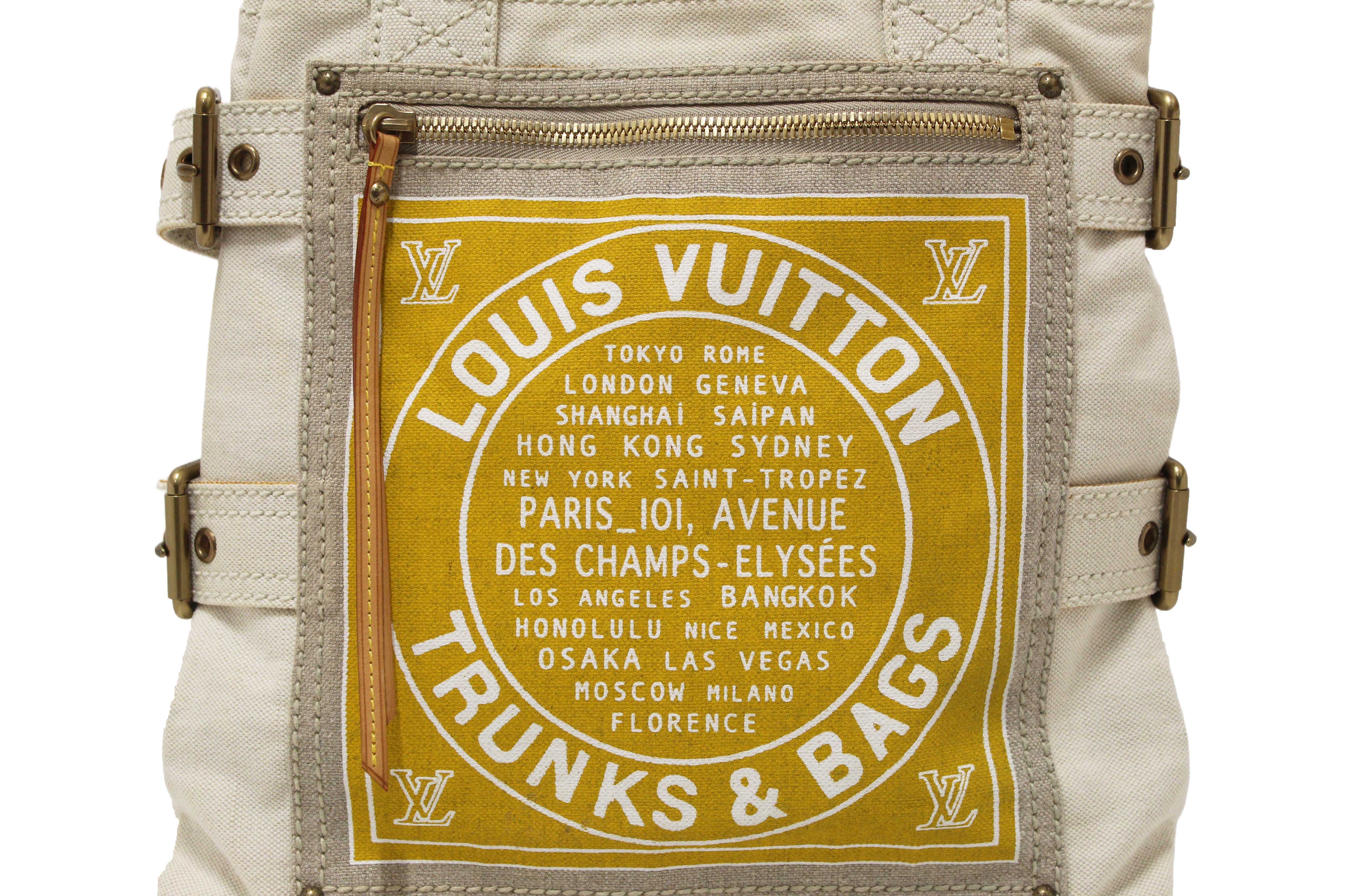 Authentic Louis Vuitton Limited Edition Yellow Toile Globe Shoppers Cabas MM Tote Bag