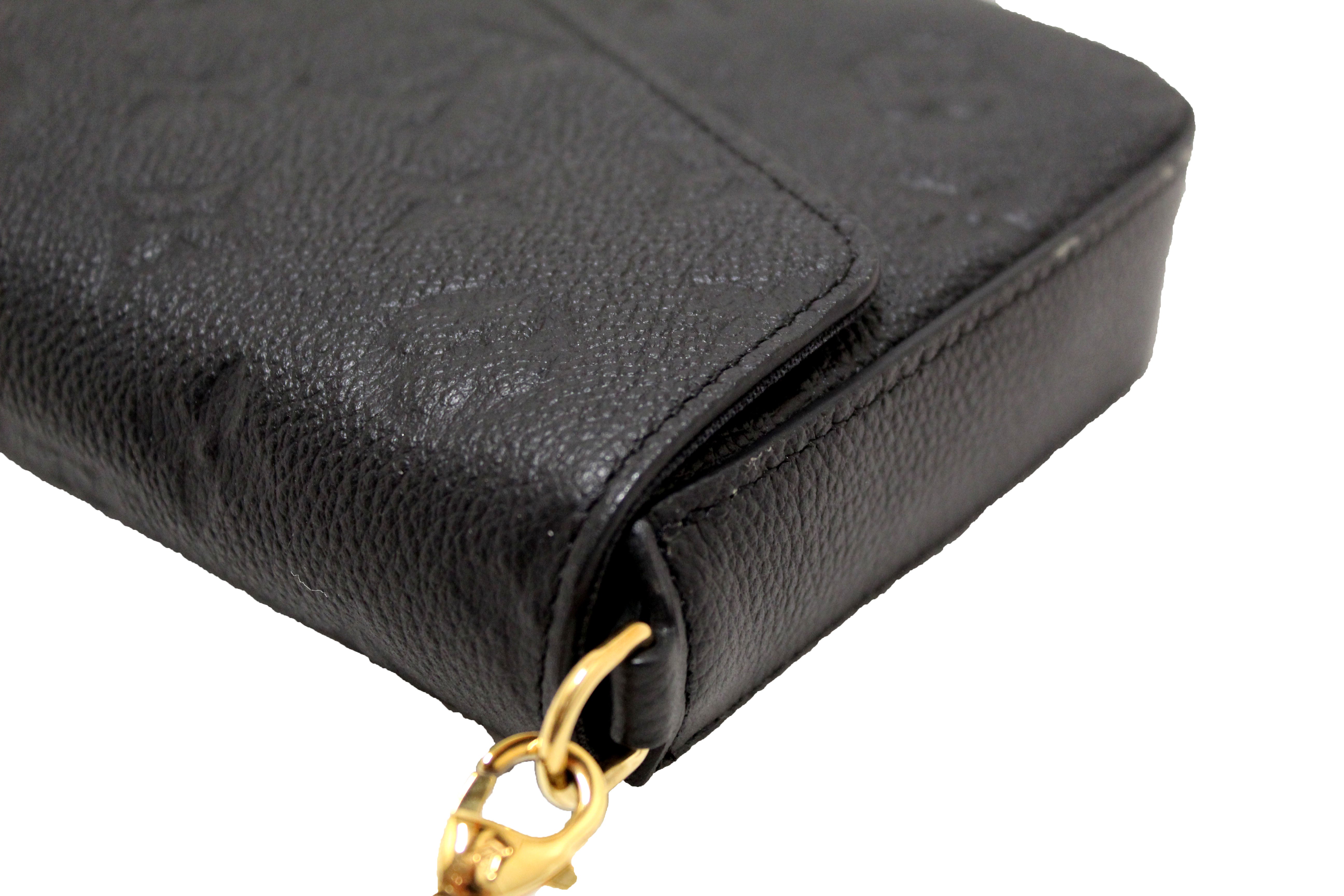 Authentic Louis Vuitton Black Monogram Empreinte Felicie Pochette Bag