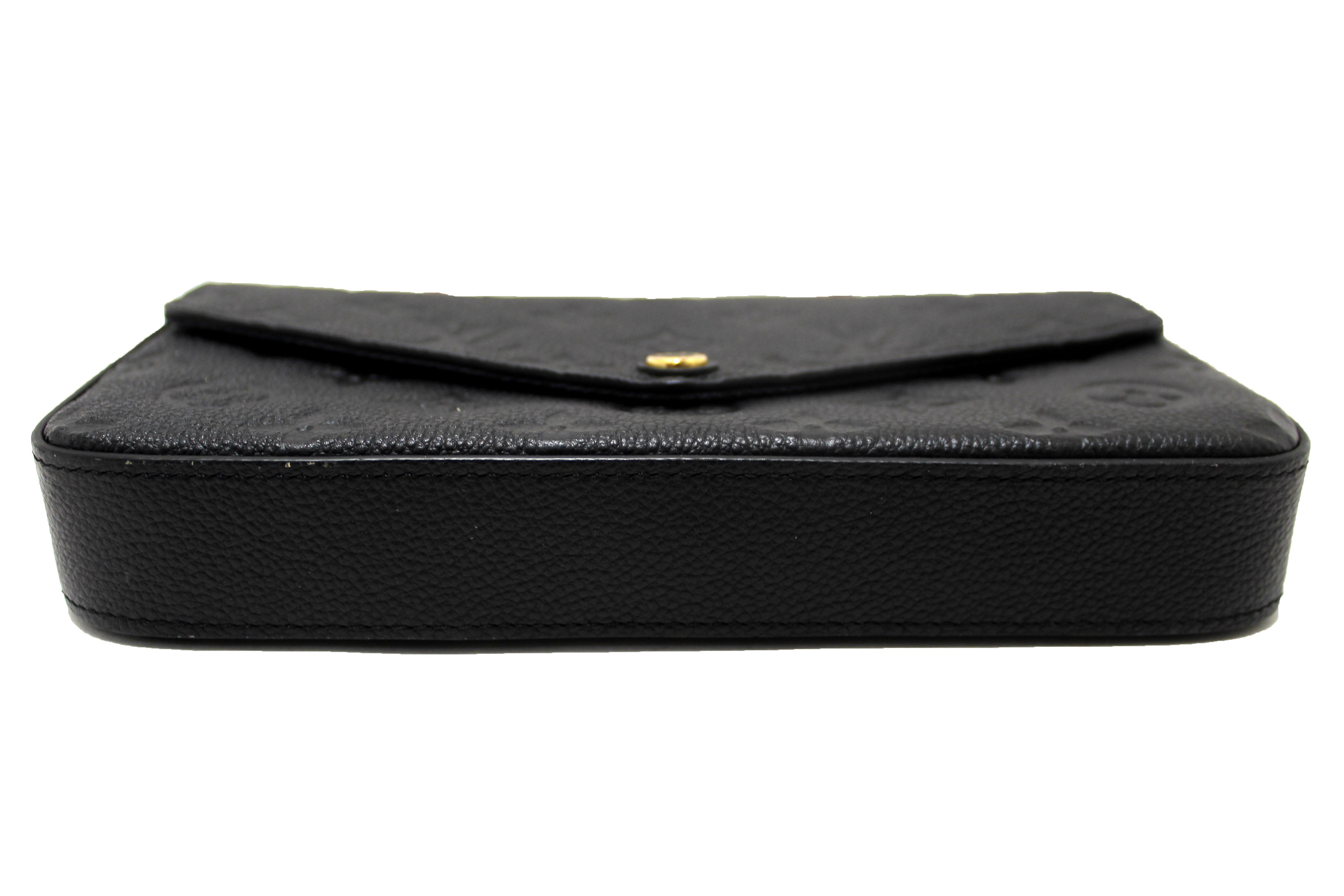 Authentic Louis Vuitton Black Monogram Empreinte Felicie Pochette Bag