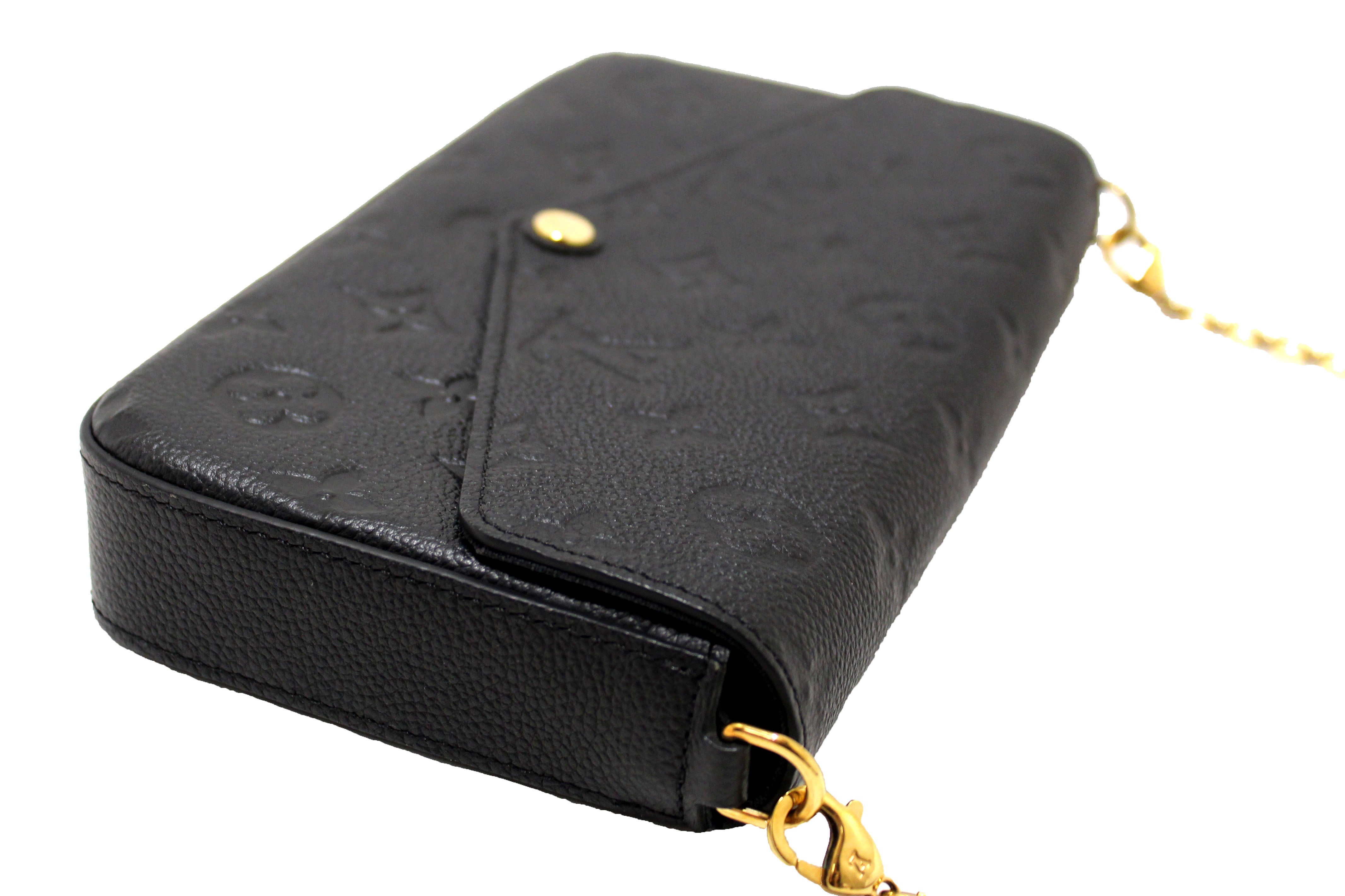Authentic Louis Vuitton Black Monogram Empreinte Felicie Pochette Bag