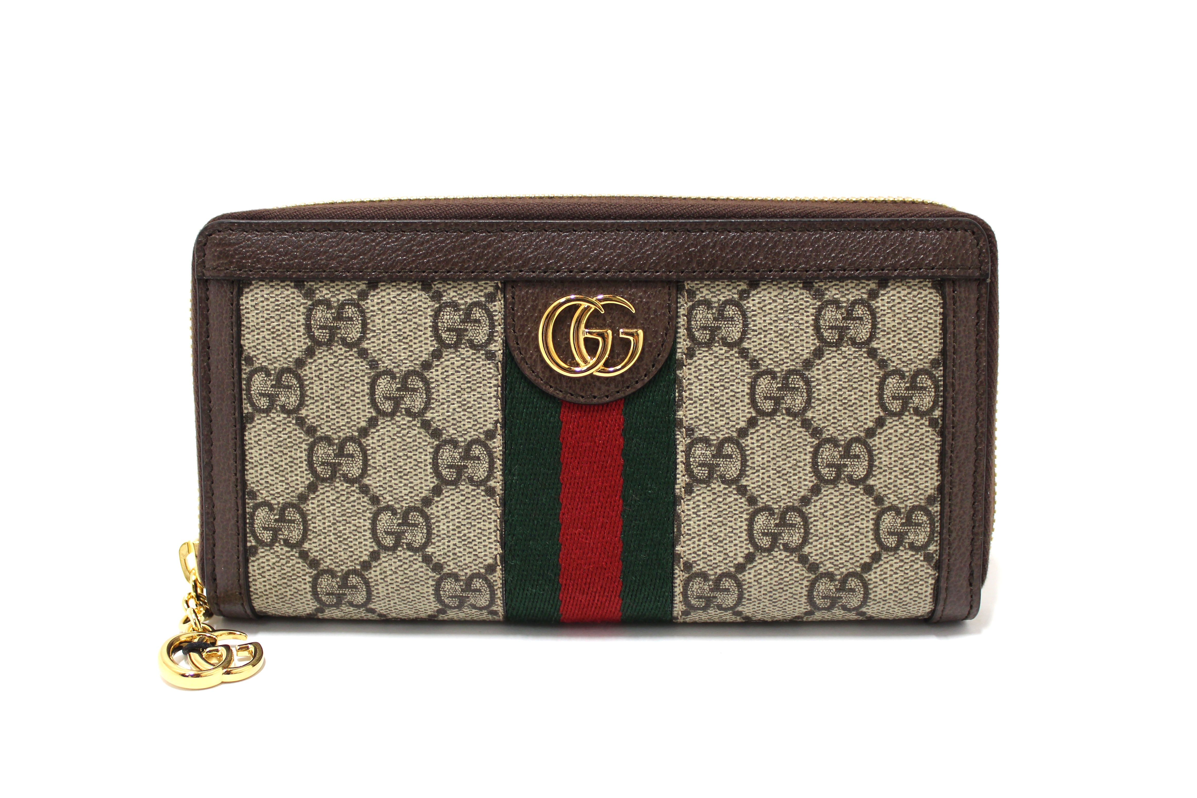 Authentic NEW Gucci GG Supreme Ophidia Zip Around Wallet 523154