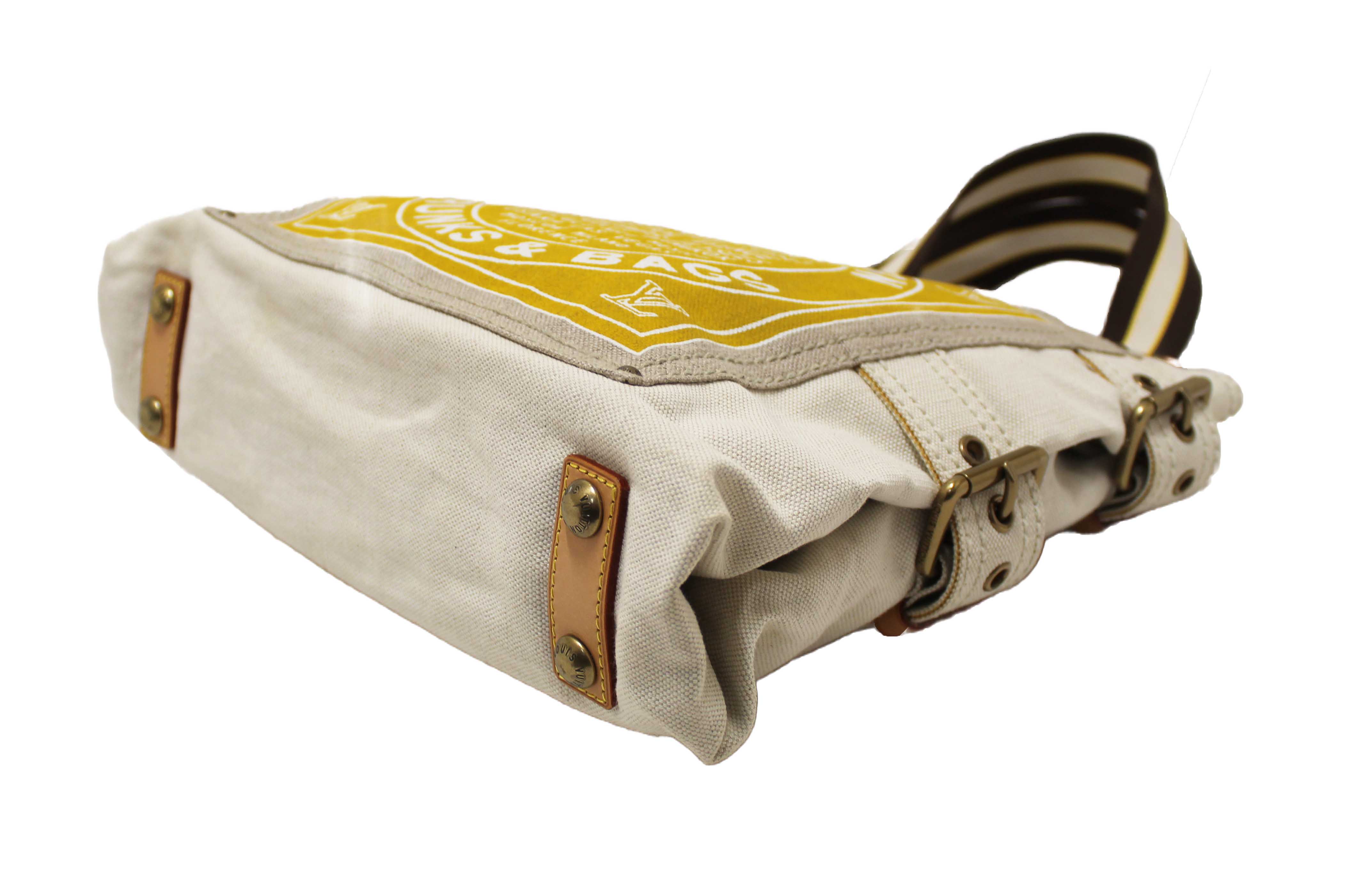 Authentic Louis Vuitton Limited Edition Yellow Toile Globe Shoppers Cabas MM Tote Bag