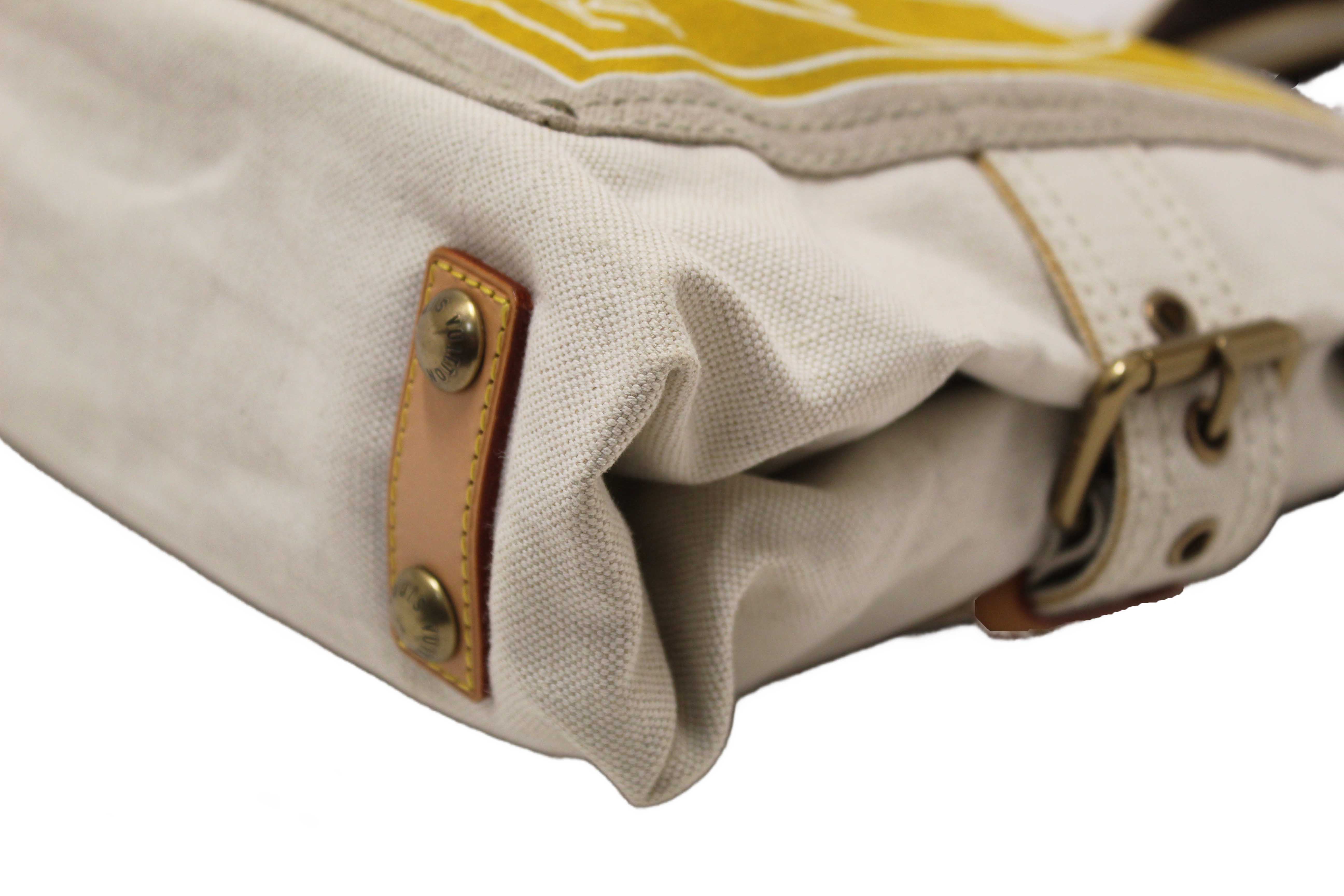 Authentic Louis Vuitton Limited Edition Yellow Toile Globe Shoppers Cabas MM Tote Bag