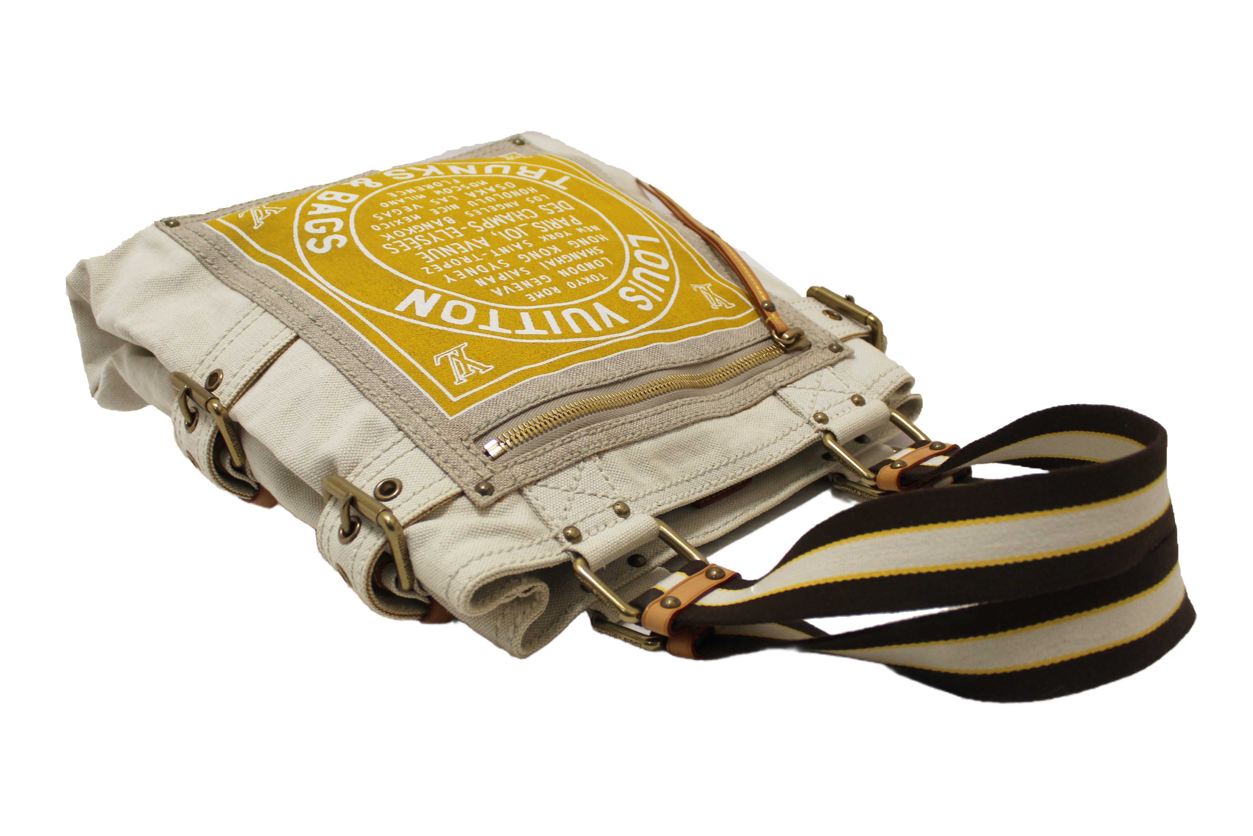 Authentic Louis Vuitton Limited Edition Yellow Toile Globe Shoppers Cabas MM Tote Bag