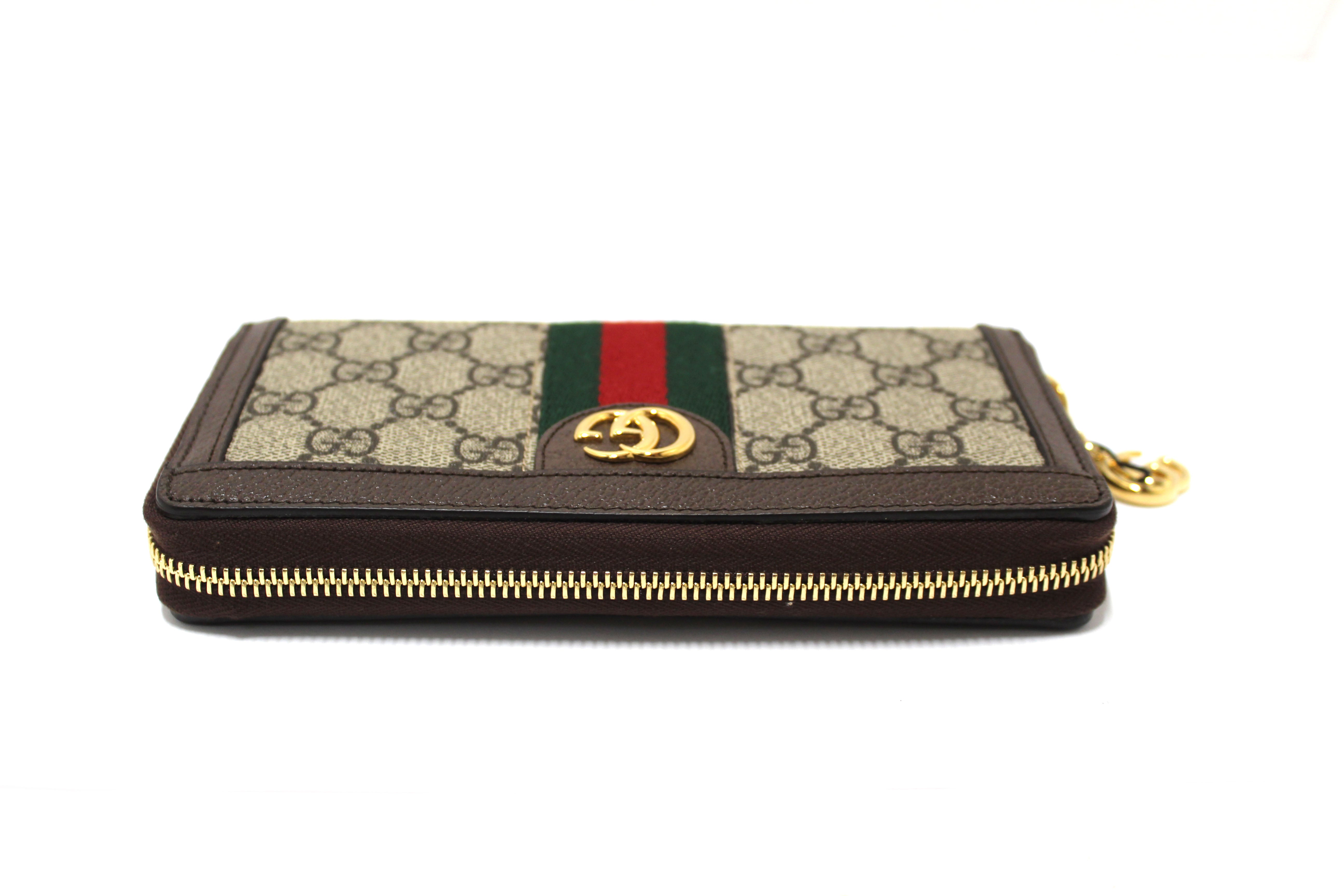 Authentic NEW Gucci GG Supreme Ophidia Zip Around Wallet 523154