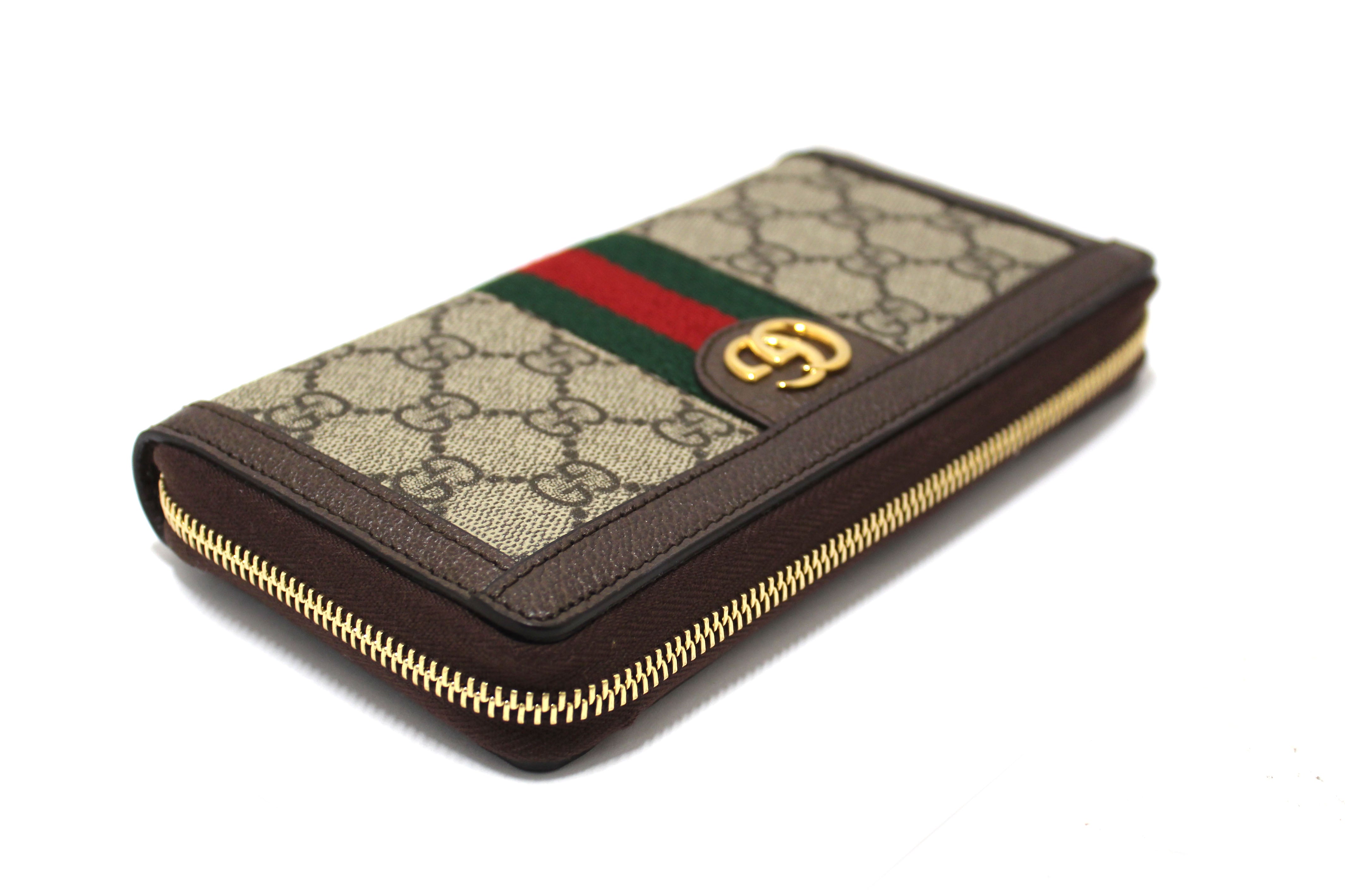 Authentic NEW Gucci GG Supreme Ophidia Zip Around Wallet 523154