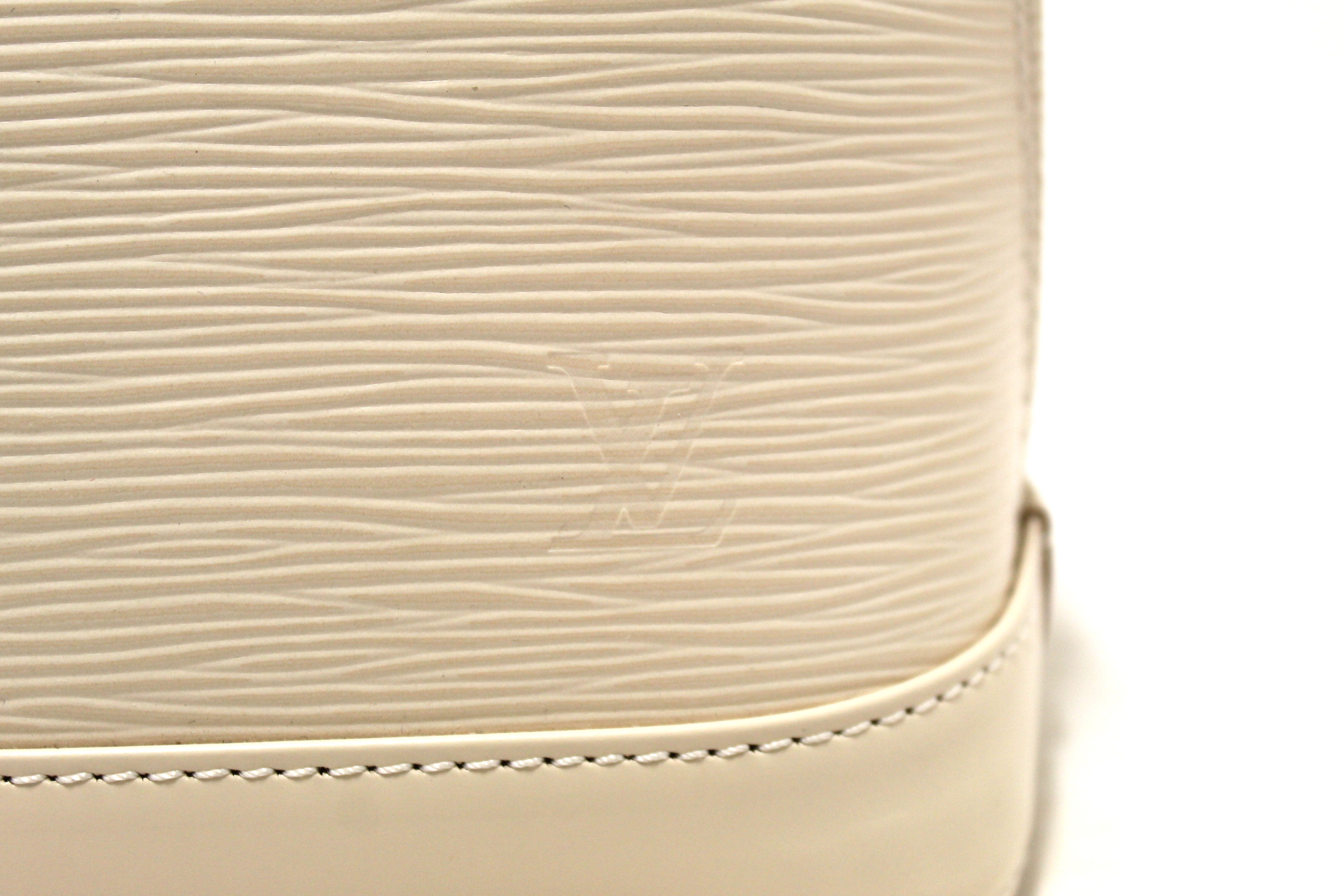 Authentic Louis Vuitton Quartz White Leather Alma BB Hand/Crossbody Bag