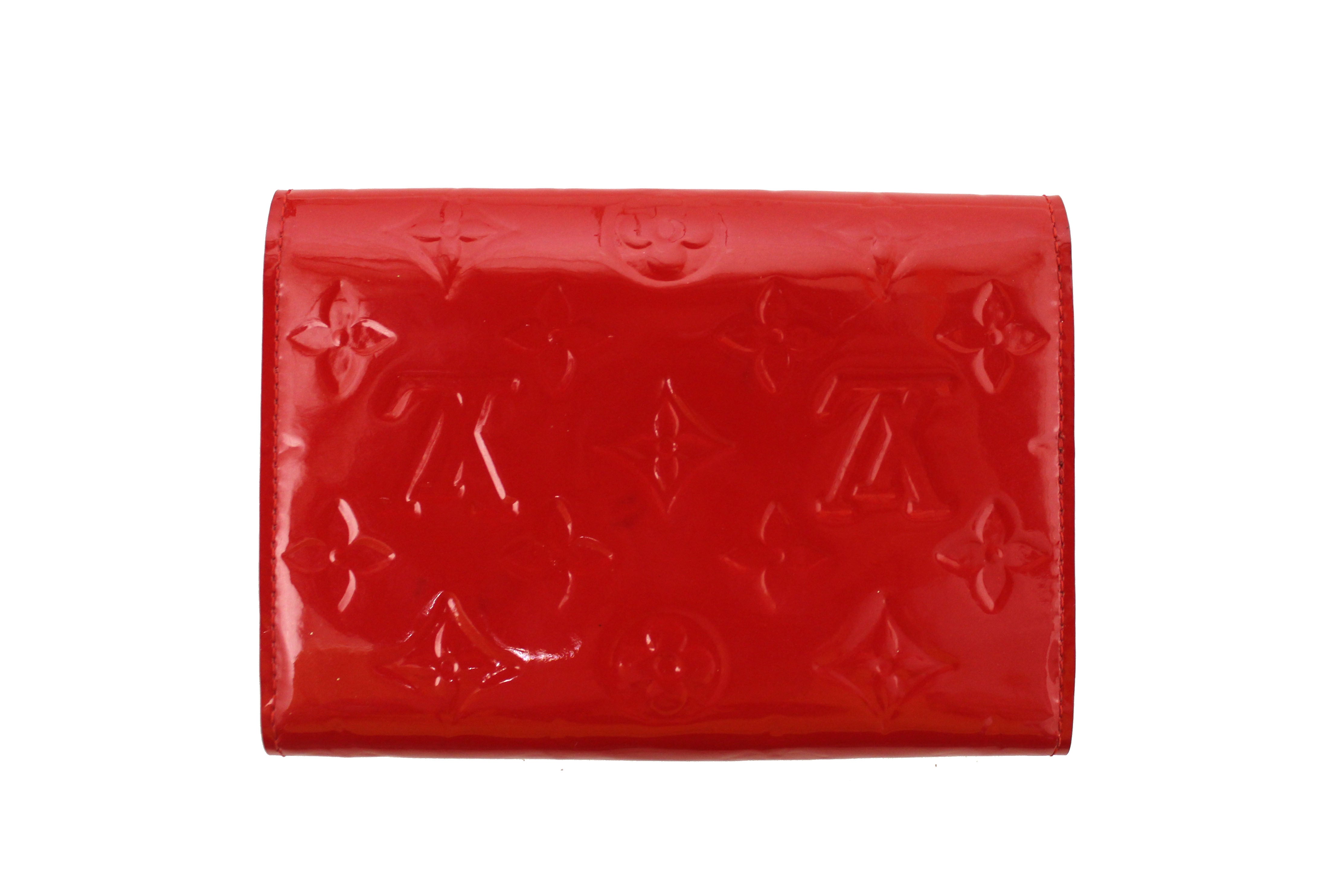 Authentic Louis Vuitton Red Monogram Vernis Patent Leather Compact Cur ...