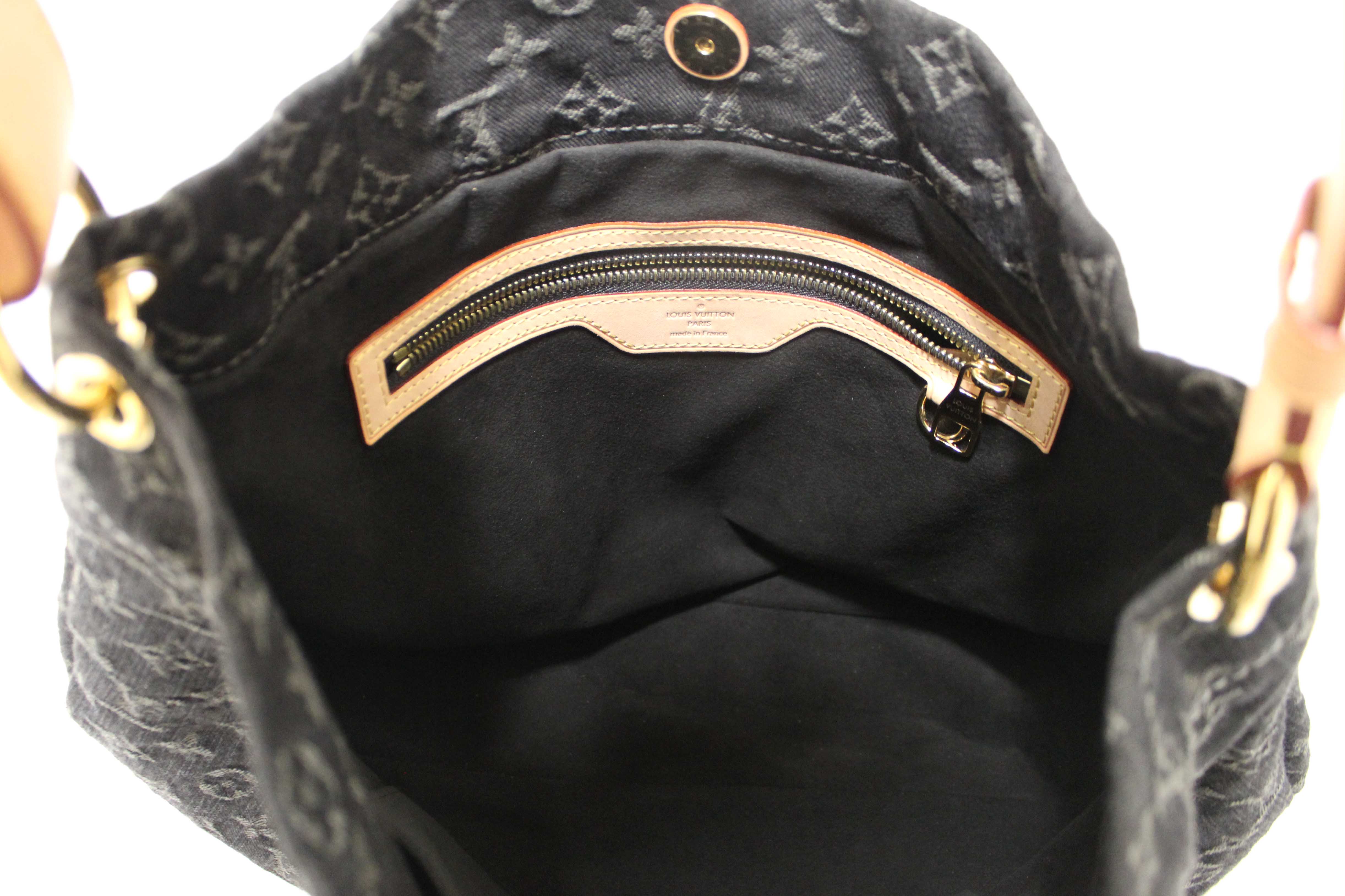 Authentic Louis Vuitton Black Monogram Denim Denim Daily PM Hobo Shoulder Bag