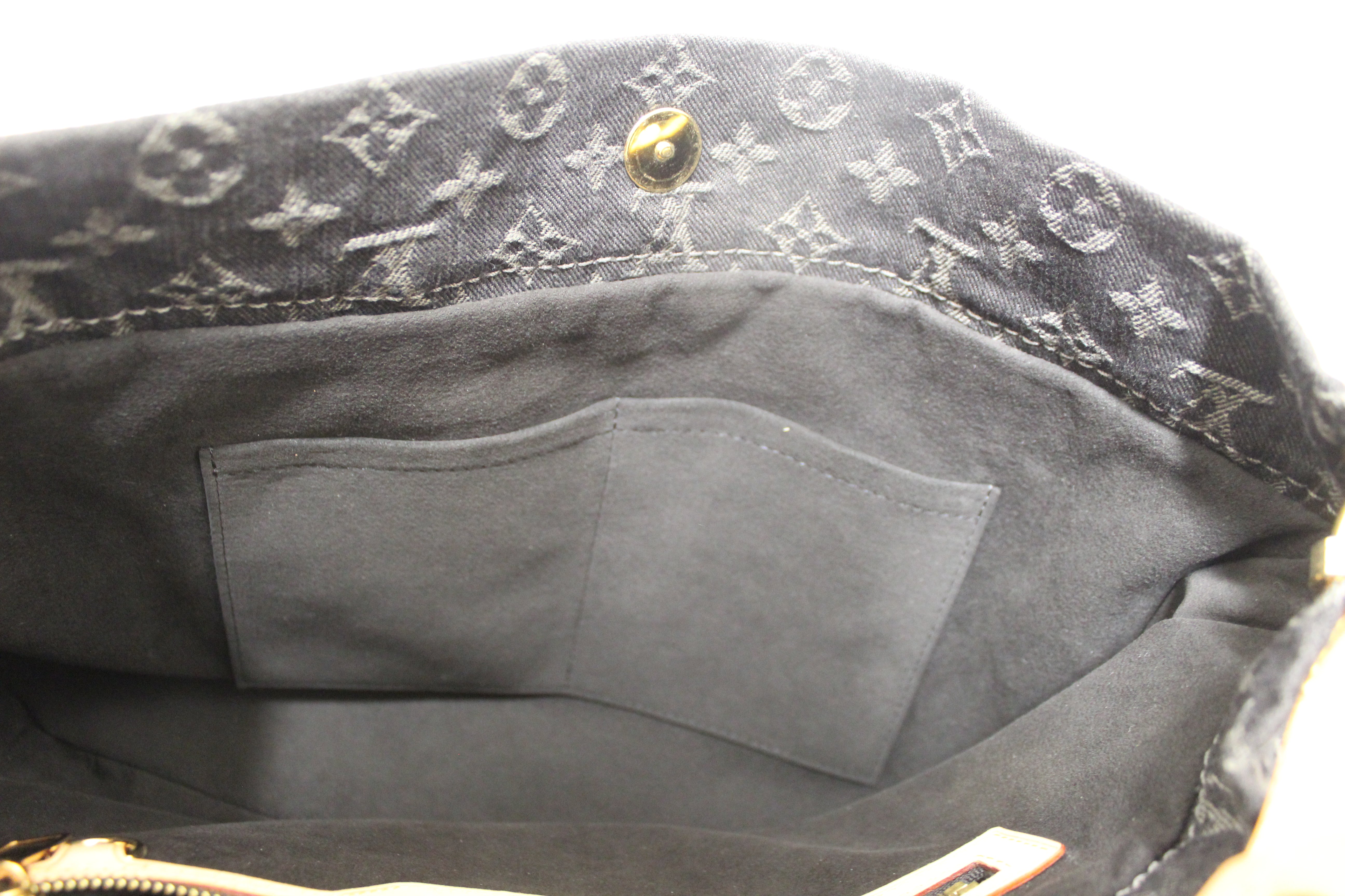 Authentic Louis Vuitton Black Monogram Denim Denim Daily PM Hobo Shoulder Bag