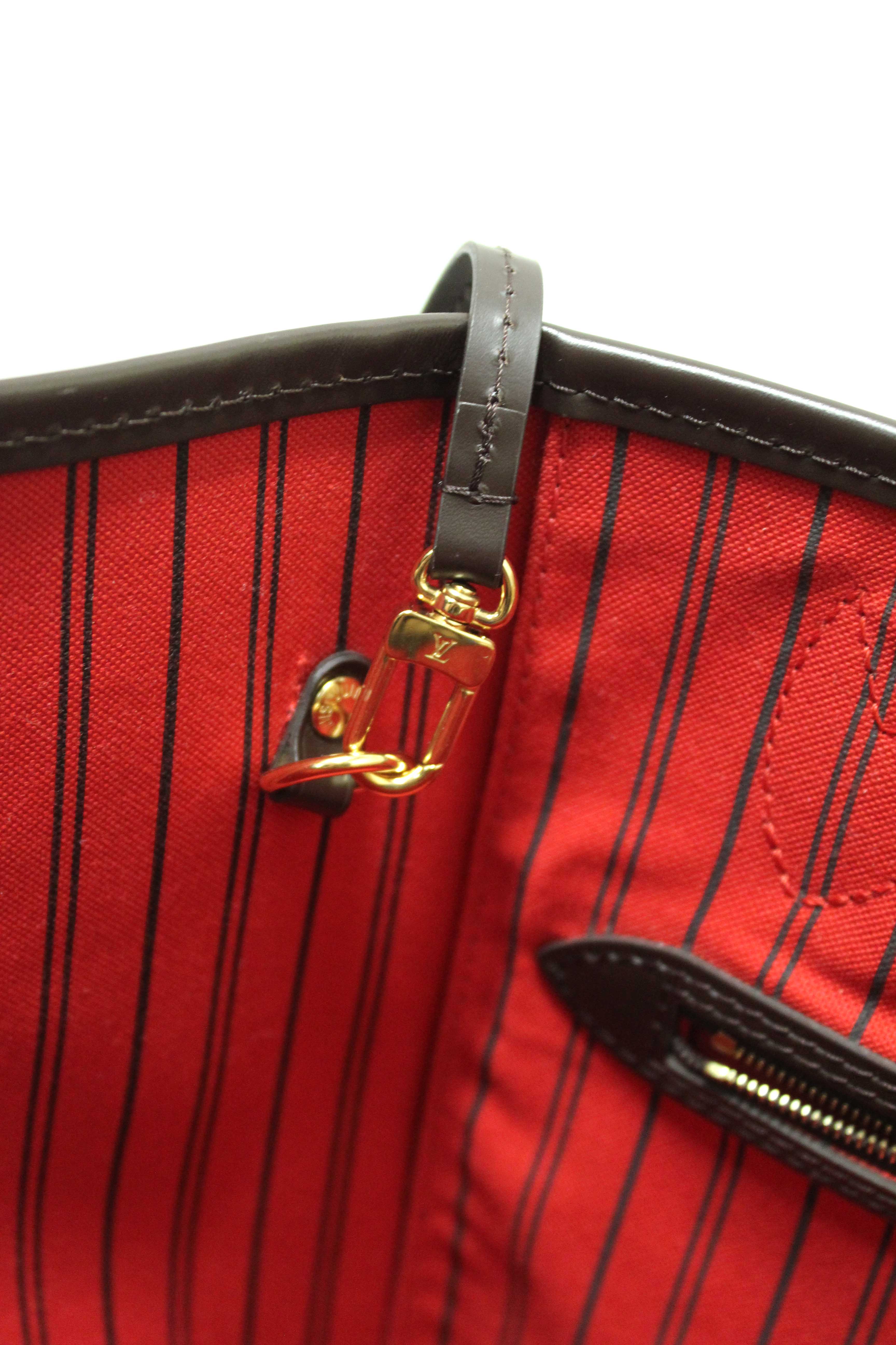 Authentic Louis Vuitton Damier Ebene Canvas Neverfull MM Tote Shoulder Bag