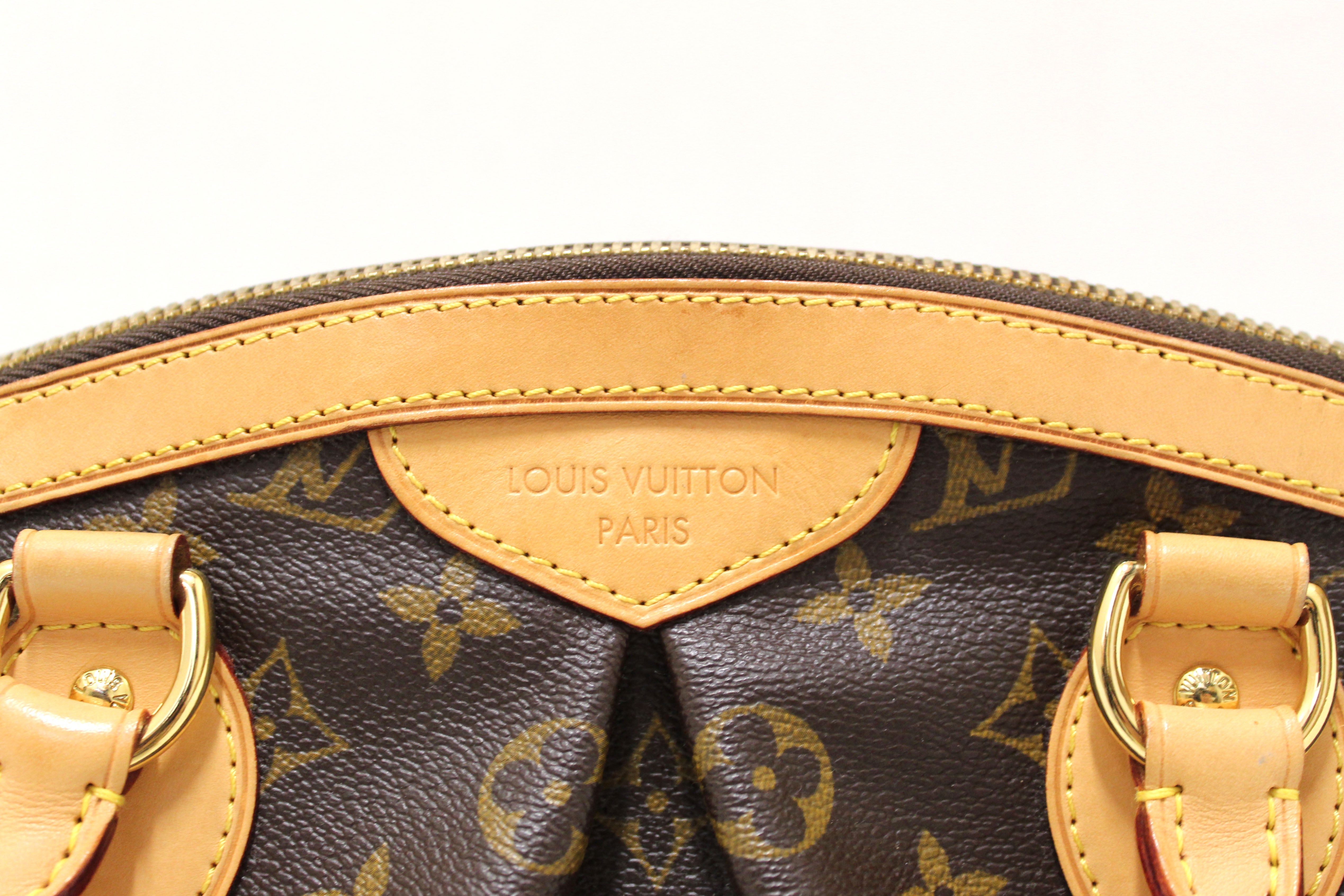 Louis Vuitton Tivoli Top Zip Satchel Handbag Monogram Canvas PM Brown
