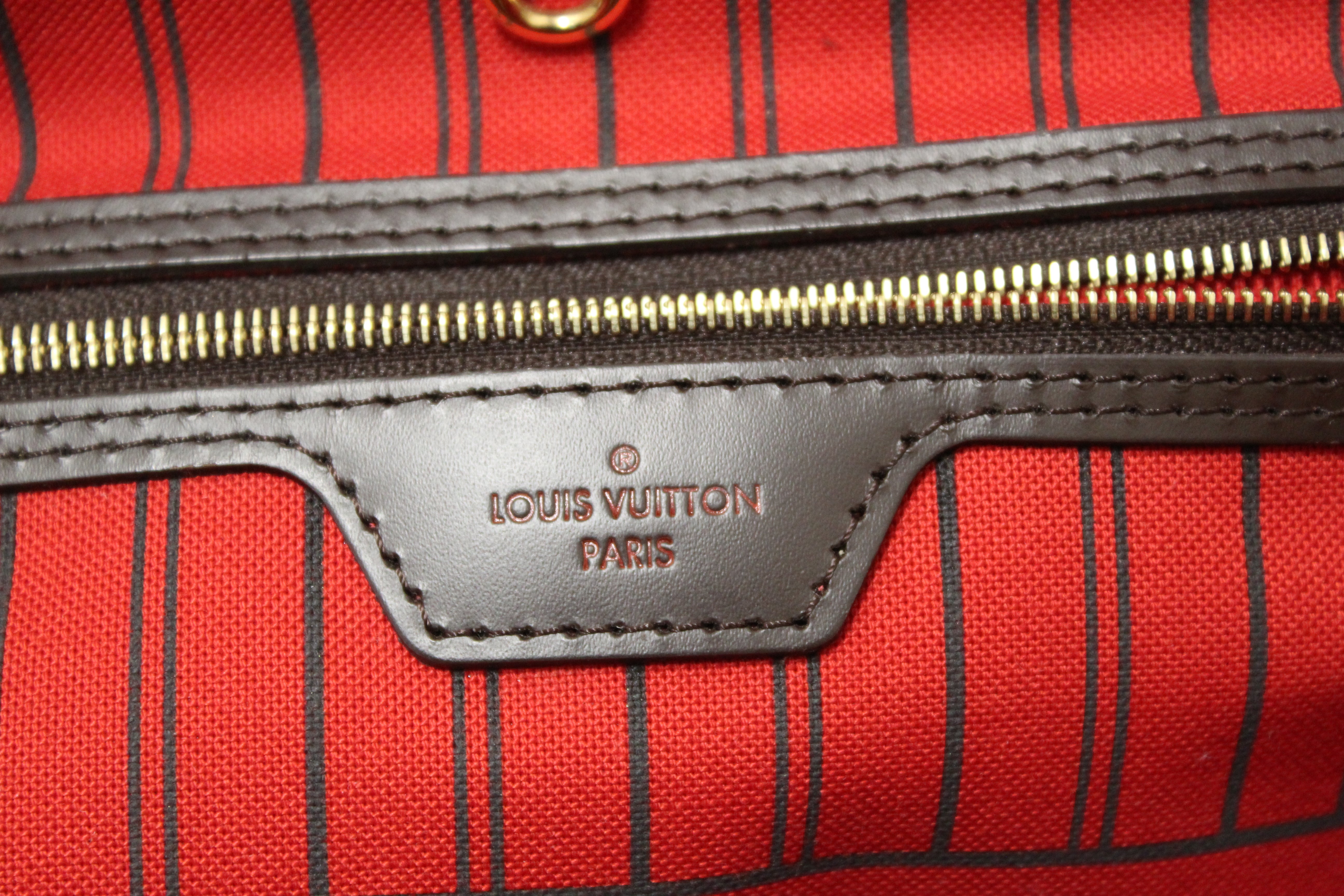 Authentic Louis Vuitton Damier Ebene Canvas Neverfull MM Tote Shoulder Bag