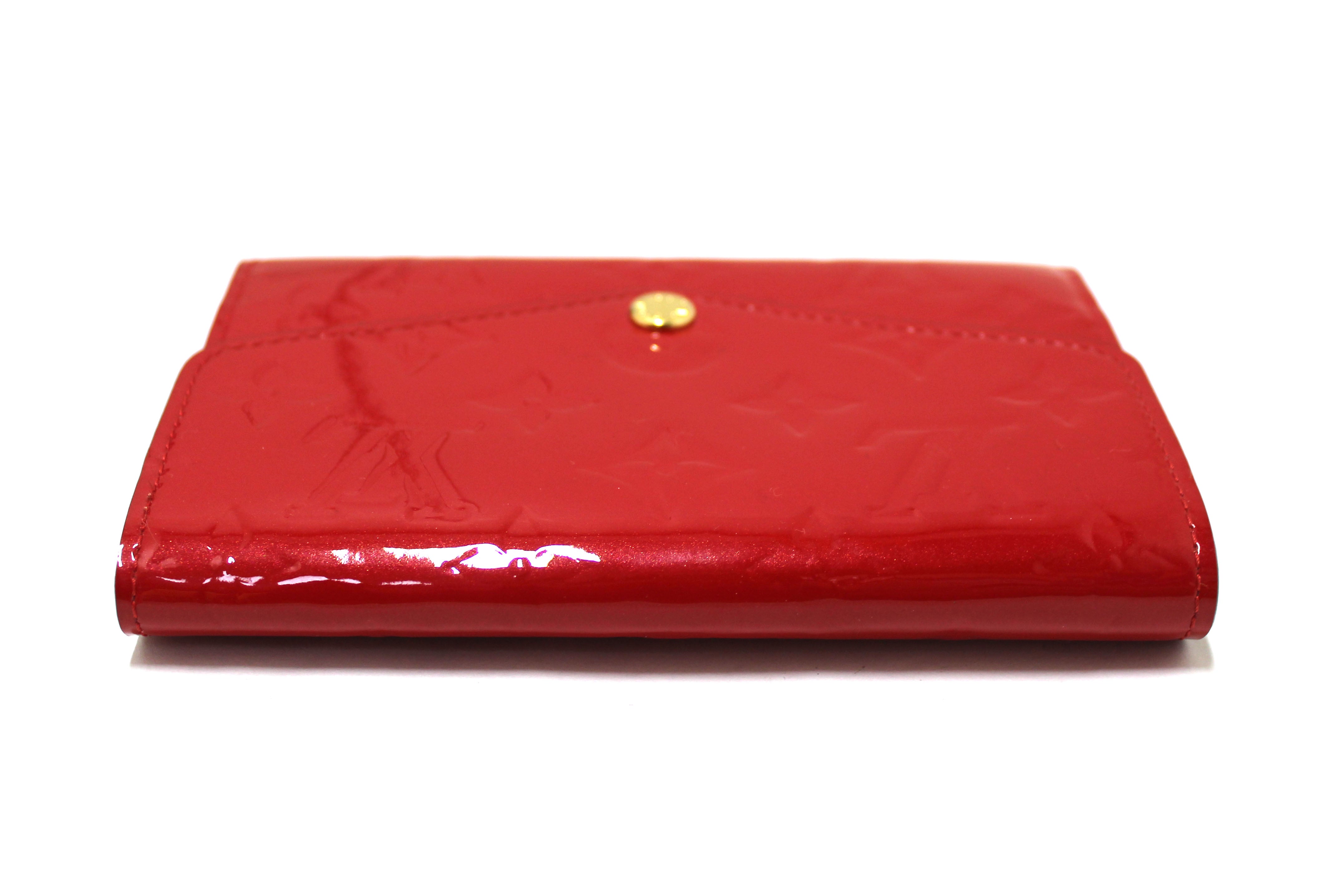 Authentic Louis Vuitton Red Monogram Vernis Patent Leather Compact Curieuse Wallet