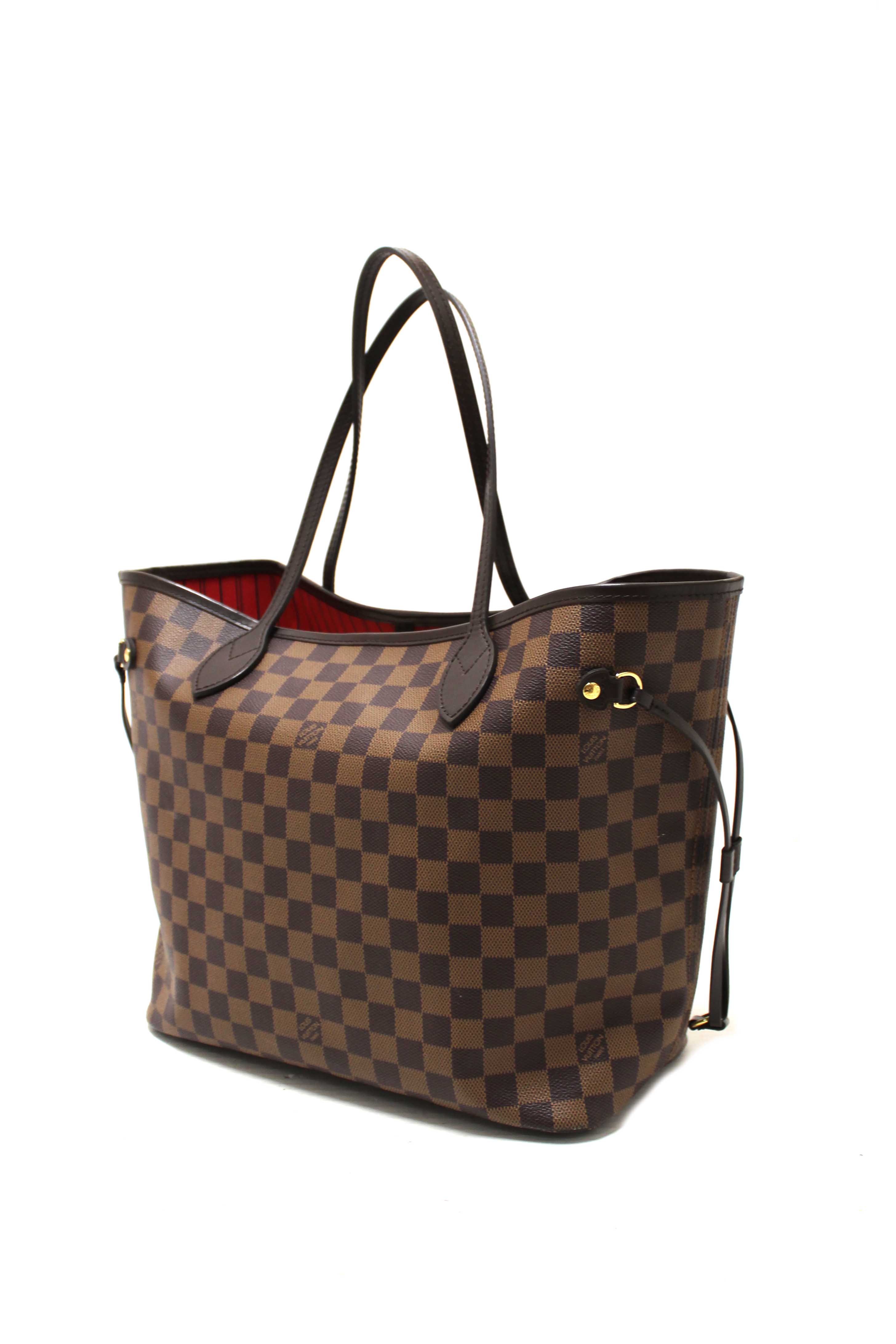 Authentic Louis Vuitton Damier Ebene Canvas Neverfull MM Tote Shoulder Bag