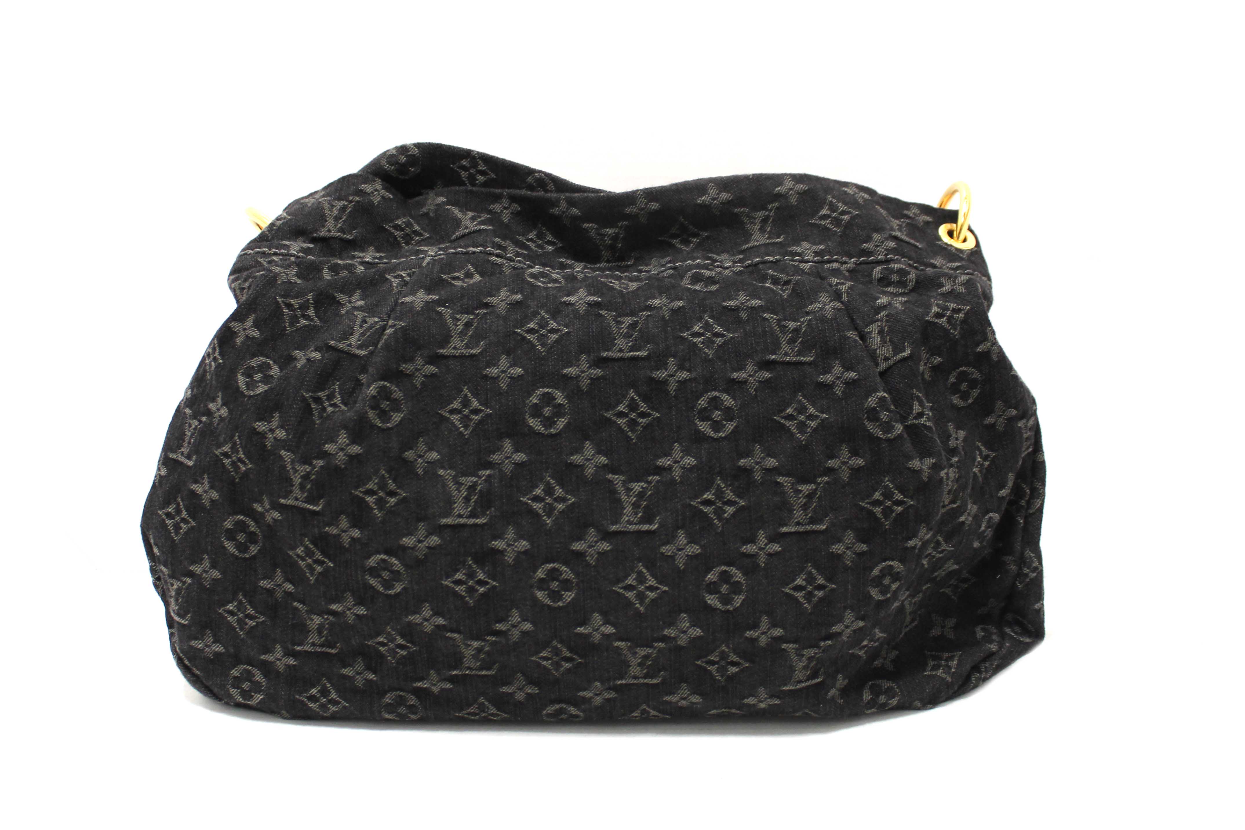 Authentic Louis Vuitton Black Monogram Denim Denim Daily PM Hobo Shoulder Bag