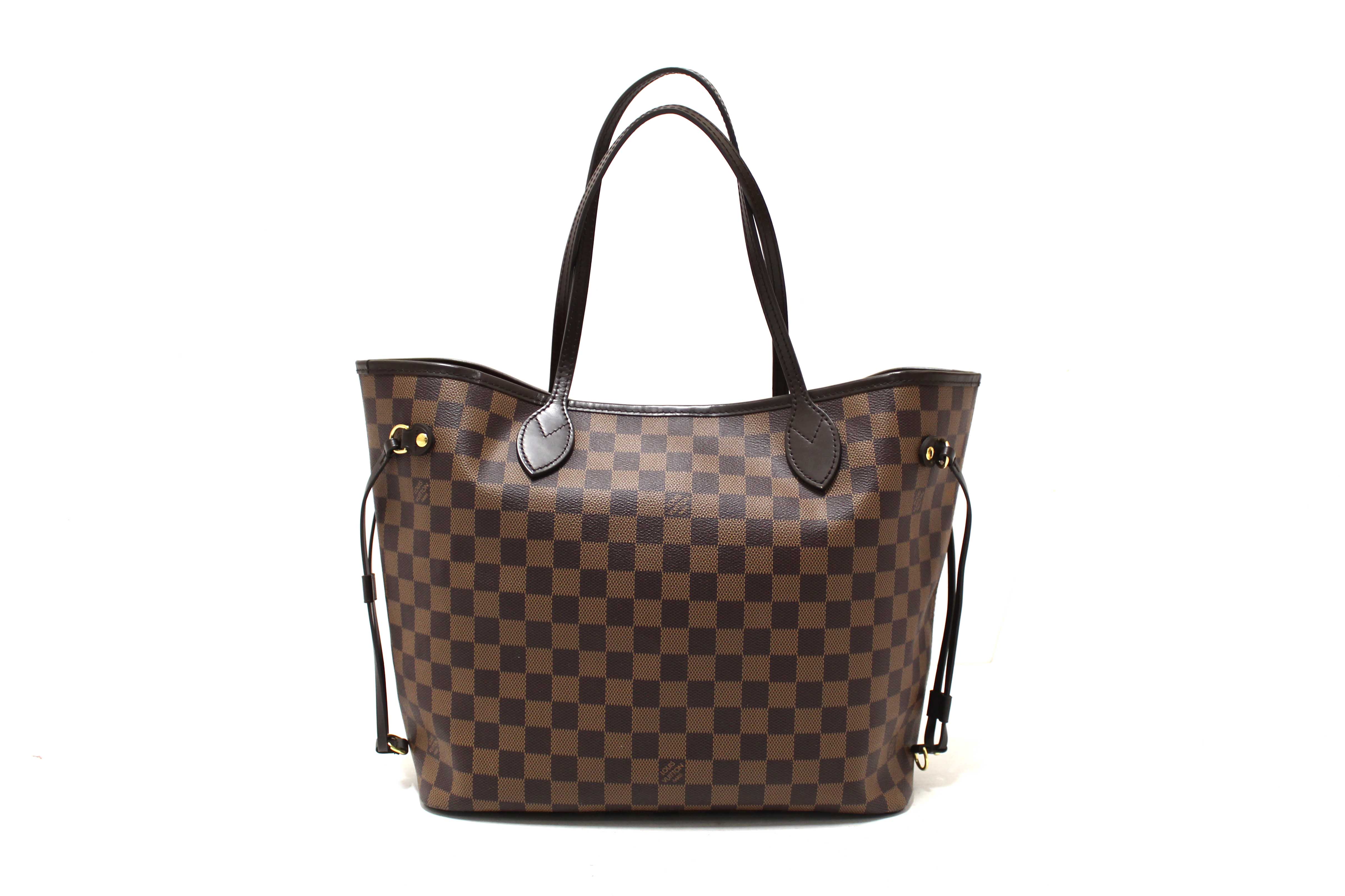 Authentic Louis Vuitton Damier Ebene Canvas Neverfull MM Tote Shoulder Bag