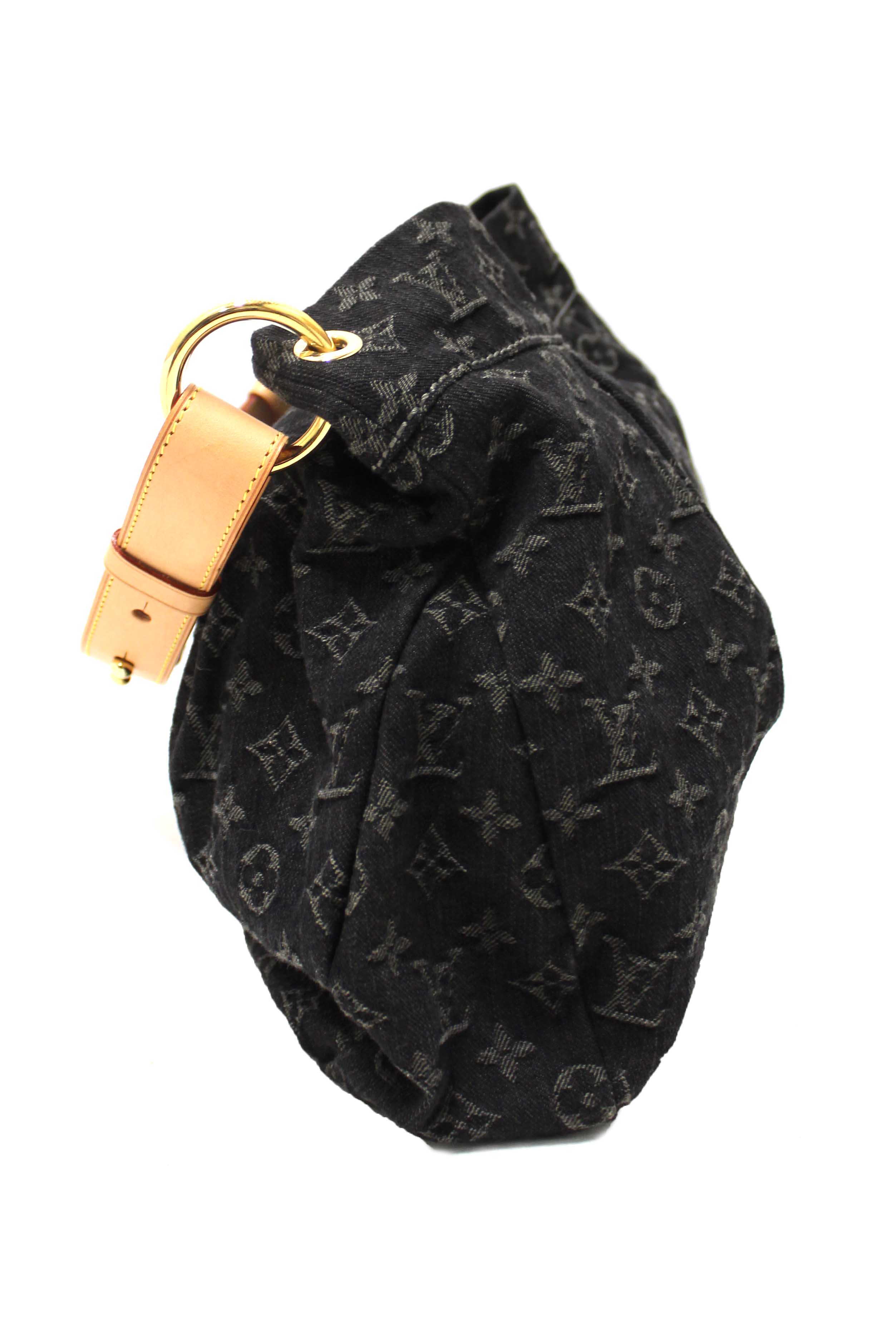 Authentic Louis Vuitton Black Monogram Denim Denim Daily PM Hobo Shoulder Bag