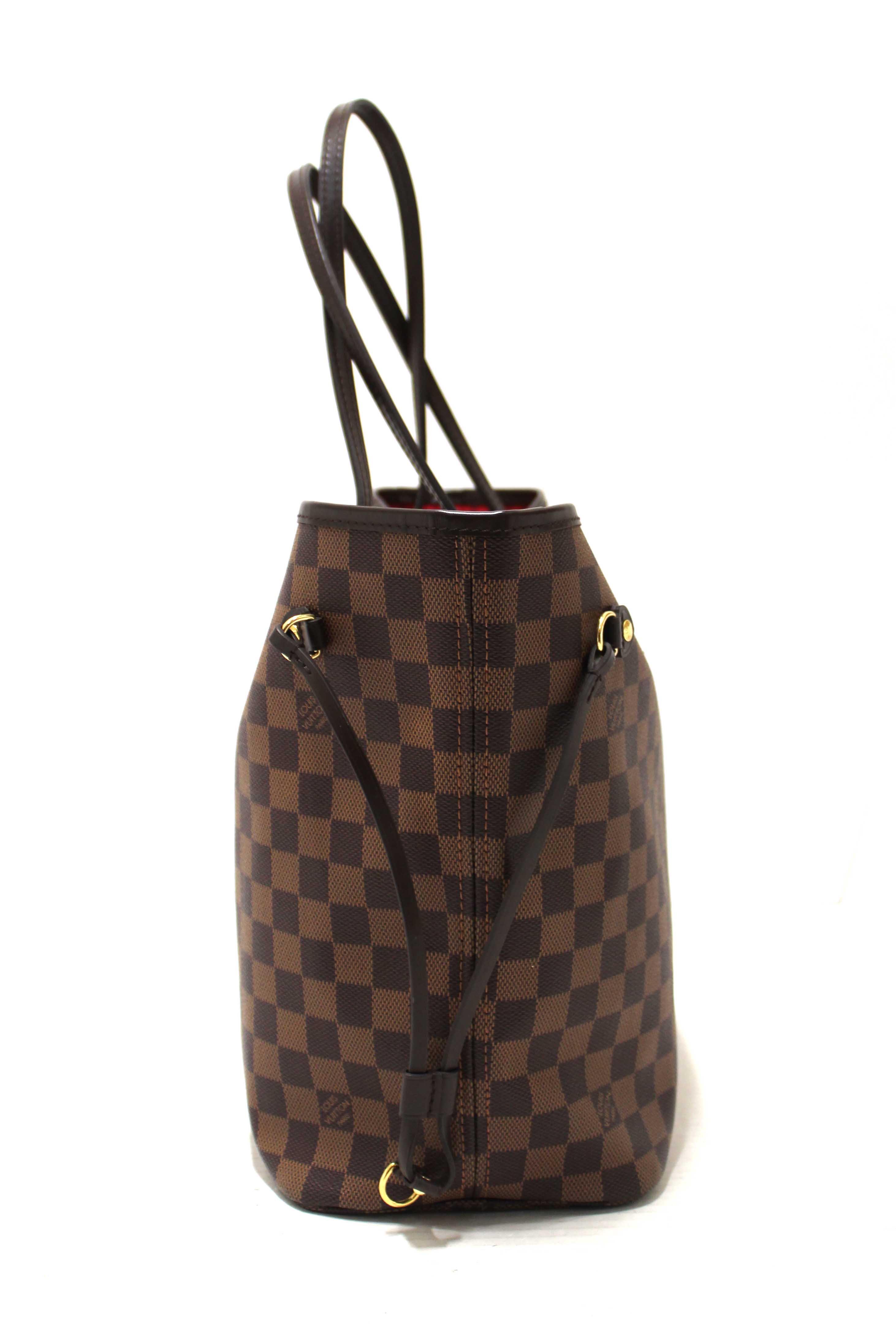 Authentic Louis Vuitton Damier Ebene Canvas Neverfull MM Tote Shoulder Bag