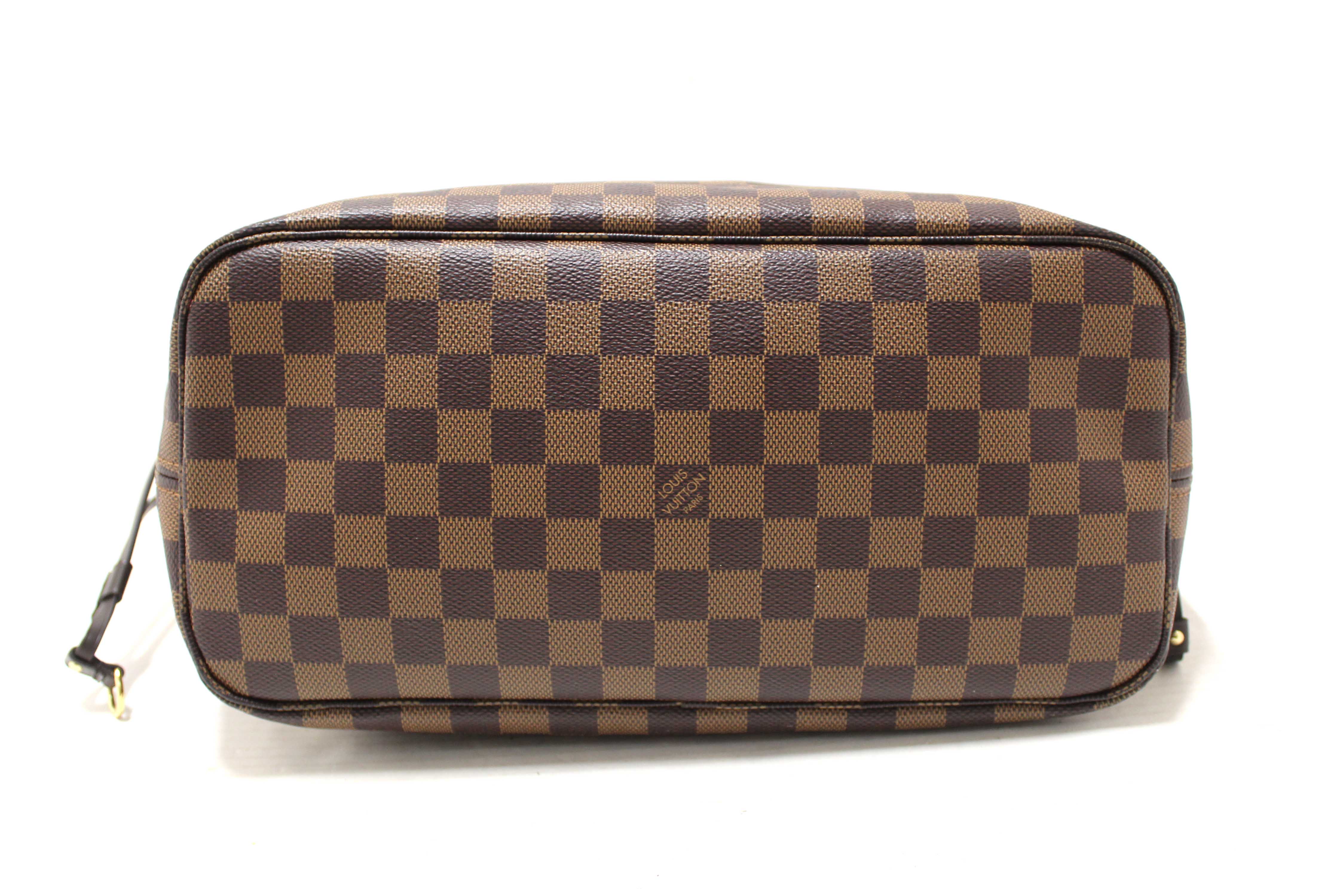 Authentic Louis Vuitton Damier Ebene Canvas Neverfull MM Tote Shoulder Bag
