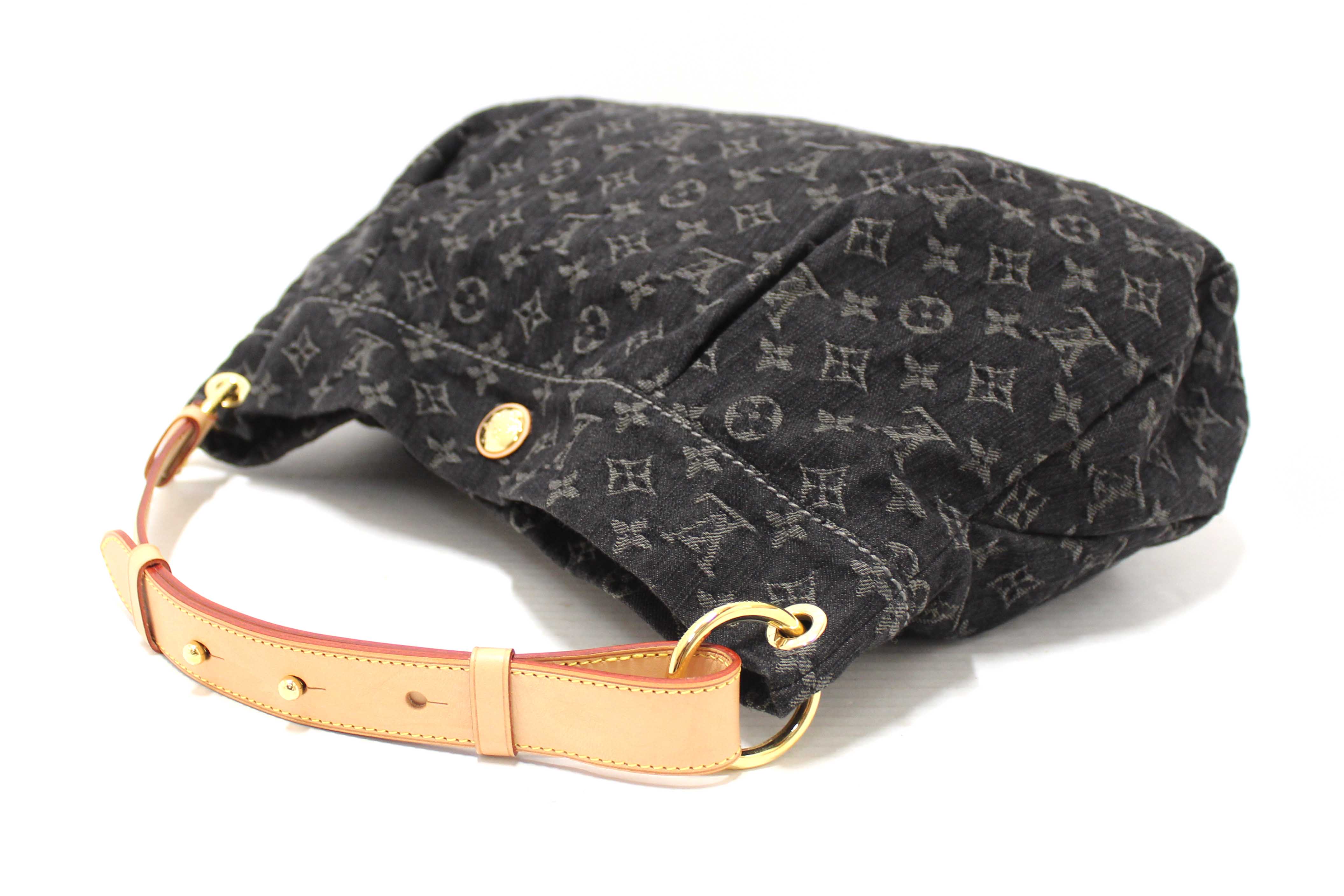 Authentic Louis Vuitton Black Monogram Denim Denim Daily PM Hobo Shoulder Bag