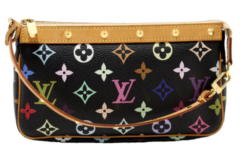 Authentic Louis Vuitton Black Multicolor Pochette Accessories Handbag