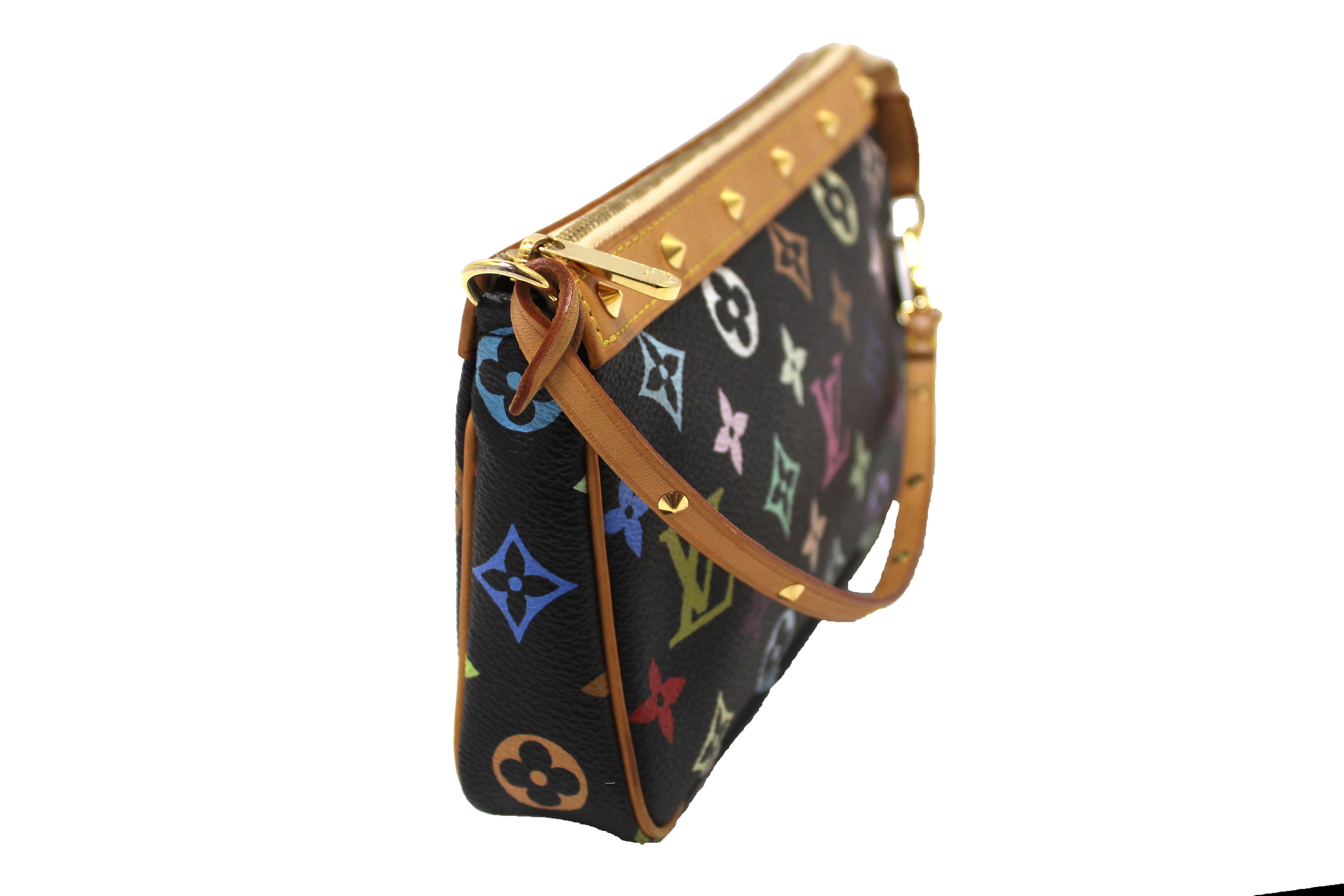 Authentic Louis Vuitton Black Multicolor Pochette Accessories Handbag