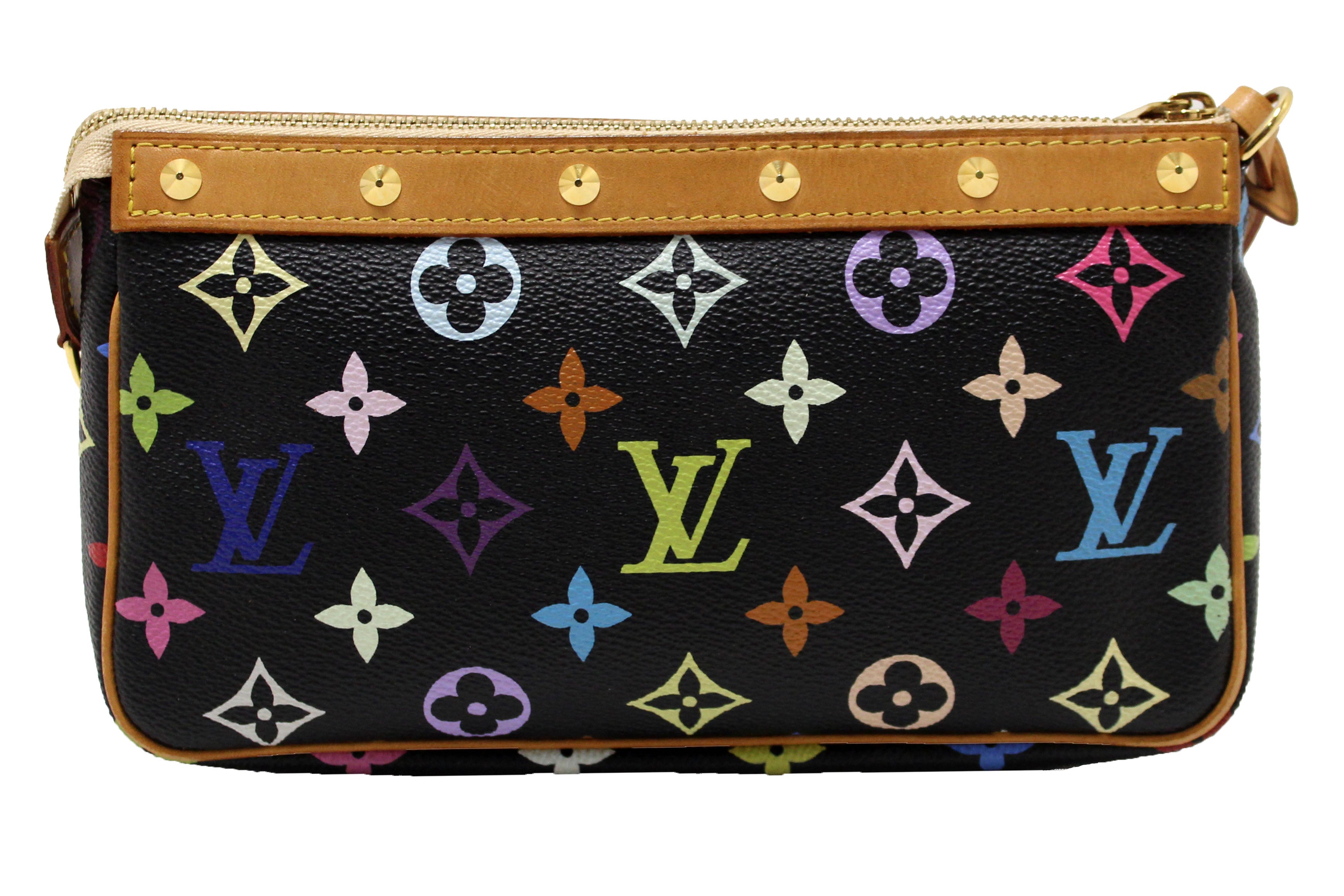 Authentic Louis Vuitton Black Multicolor Pochette Accessories Handbag