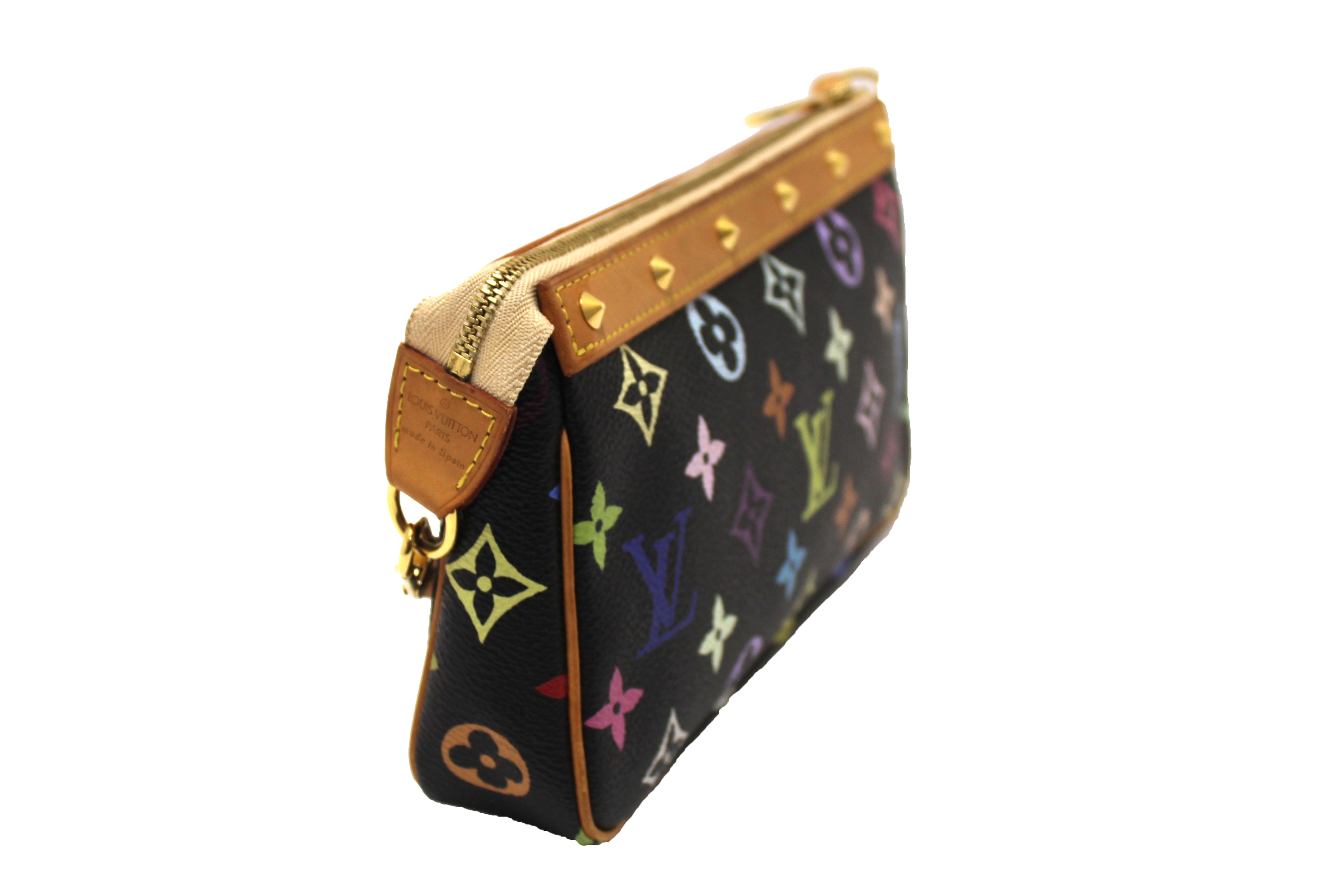 Authentic Louis Vuitton Black Multicolor Pochette Accessories Handbag