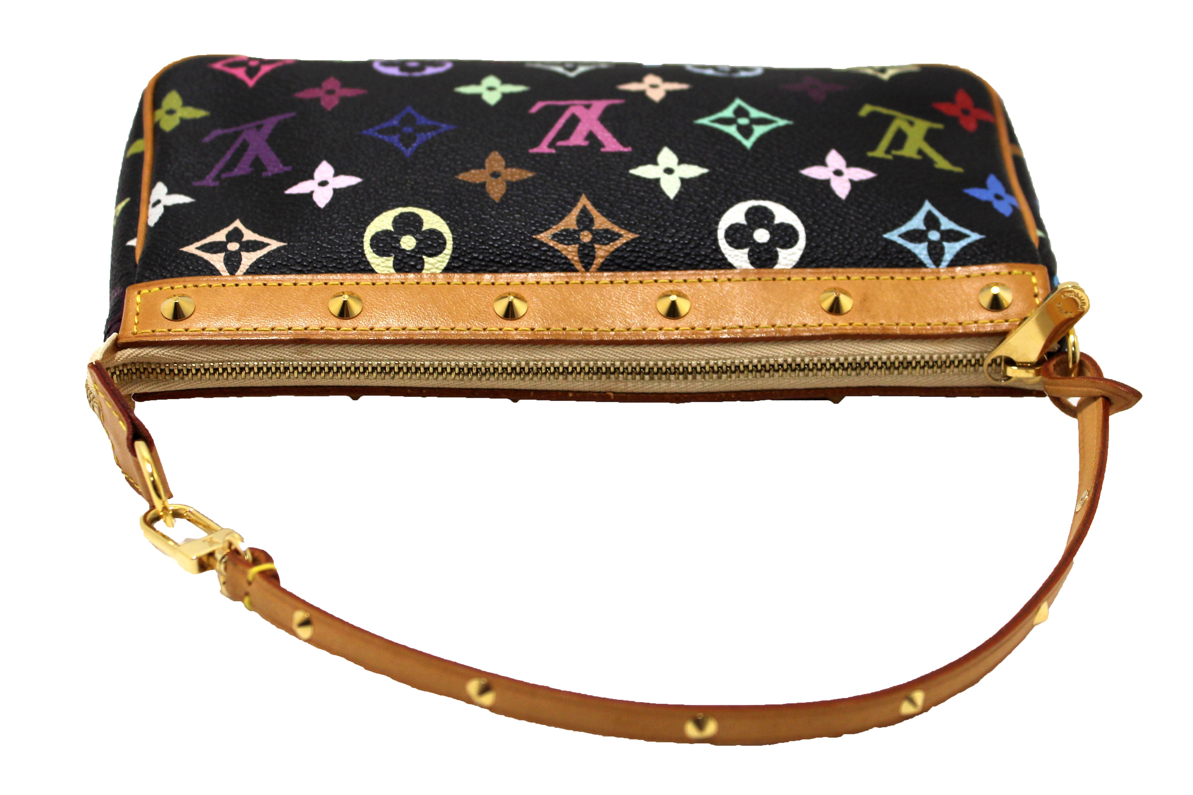 Authentic Louis Vuitton Black Multicolor Pochette Accessories Handbag