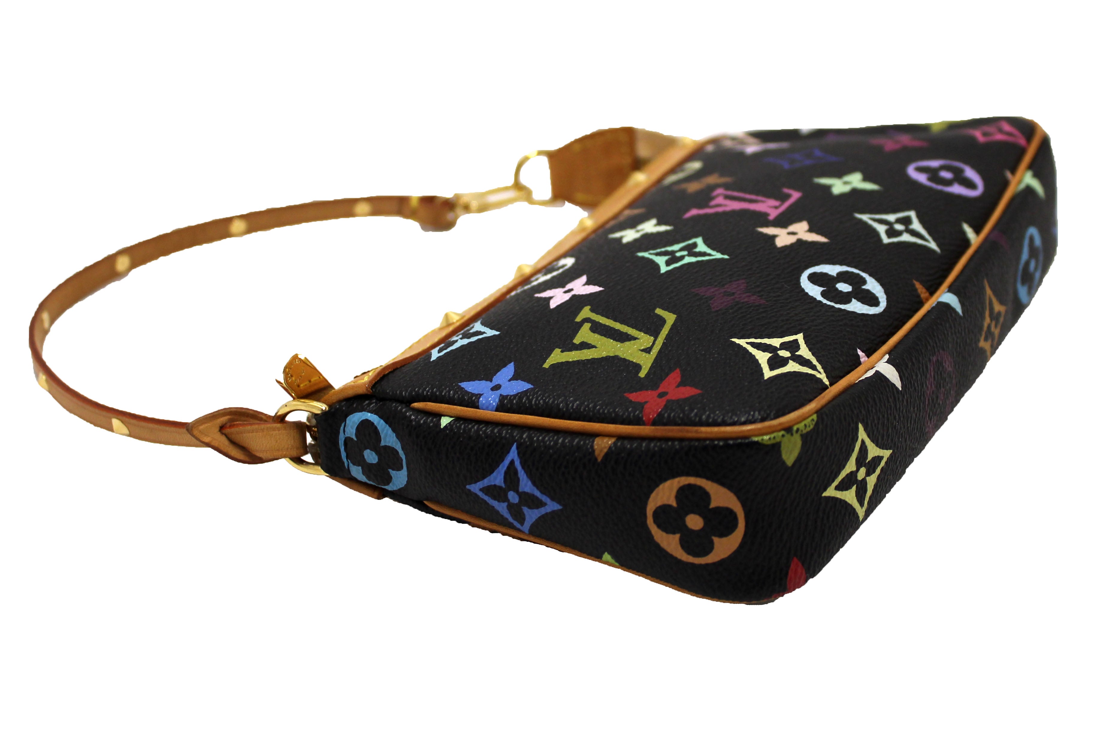 Authentic Louis Vuitton Black Multicolor Pochette Accessories Handbag